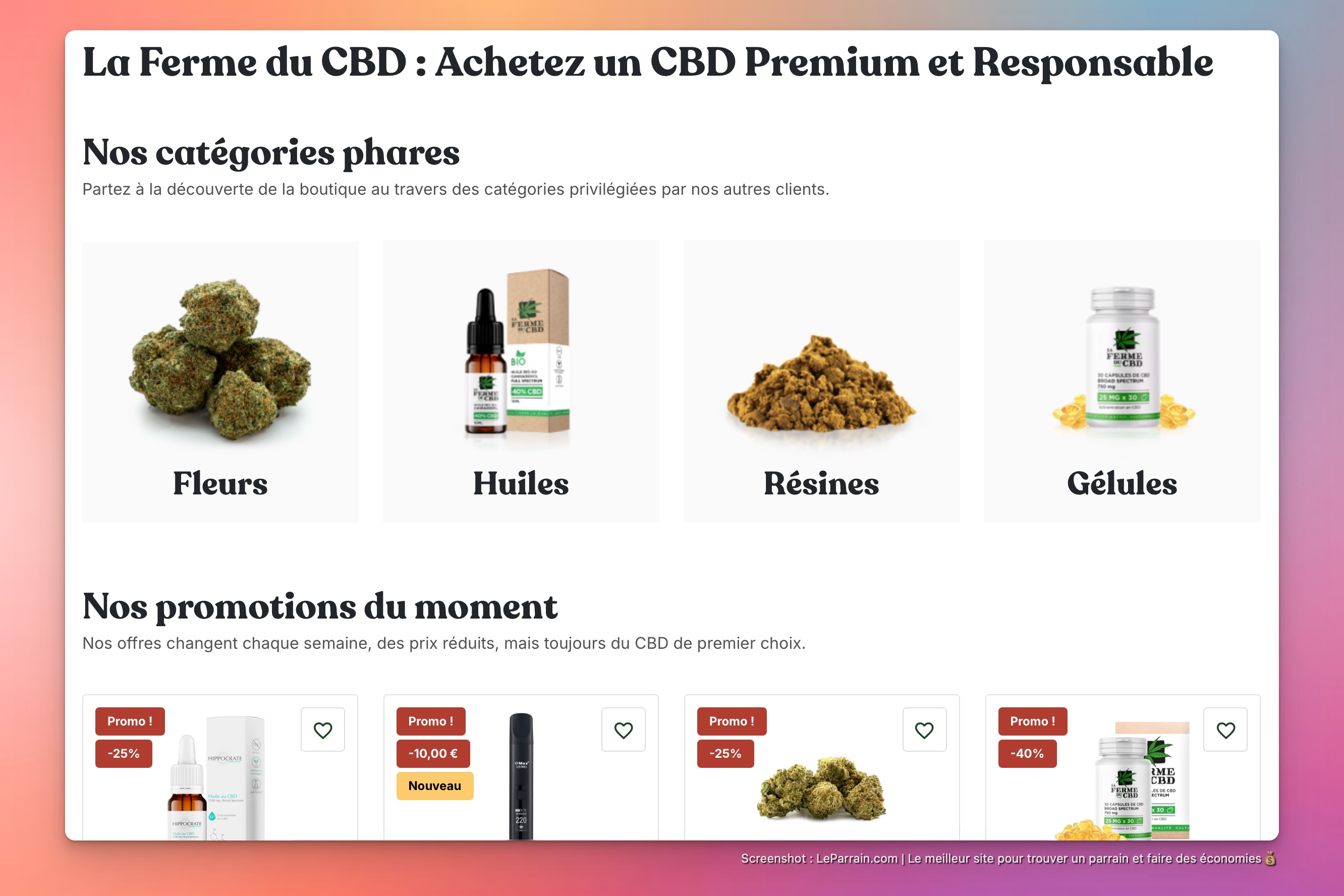 Capture d'écran 3 du programme de parrainage La Ferme du CBD