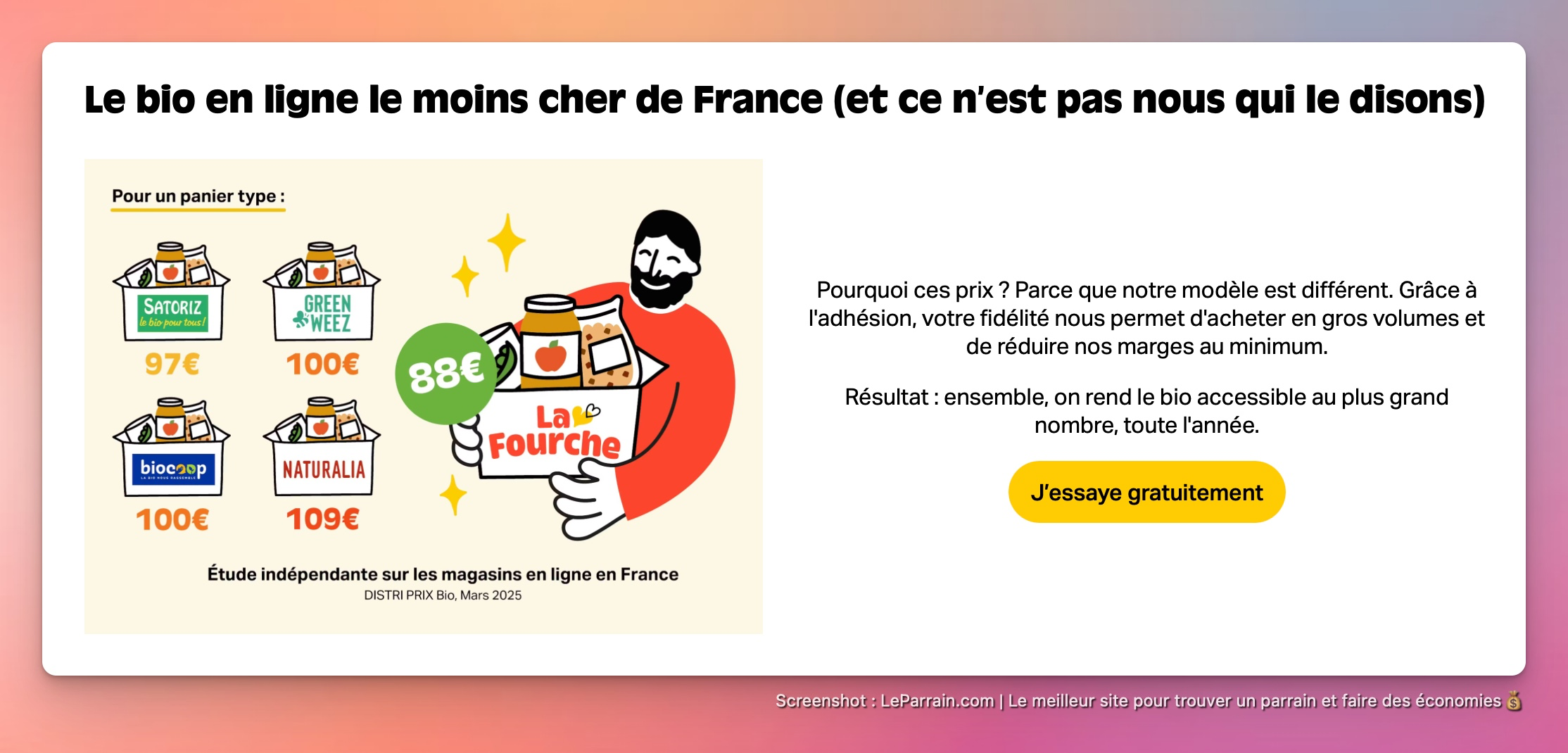 Capture d'écran 3 du programme de parrainage La Fourche