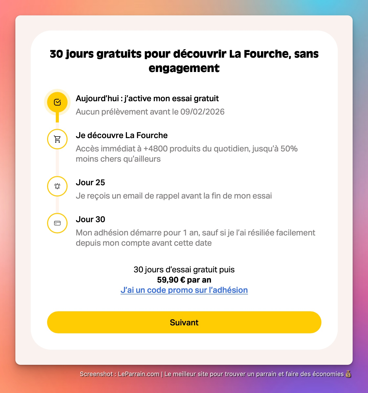 Capture d'écran 5 du programme de parrainage La Fourche