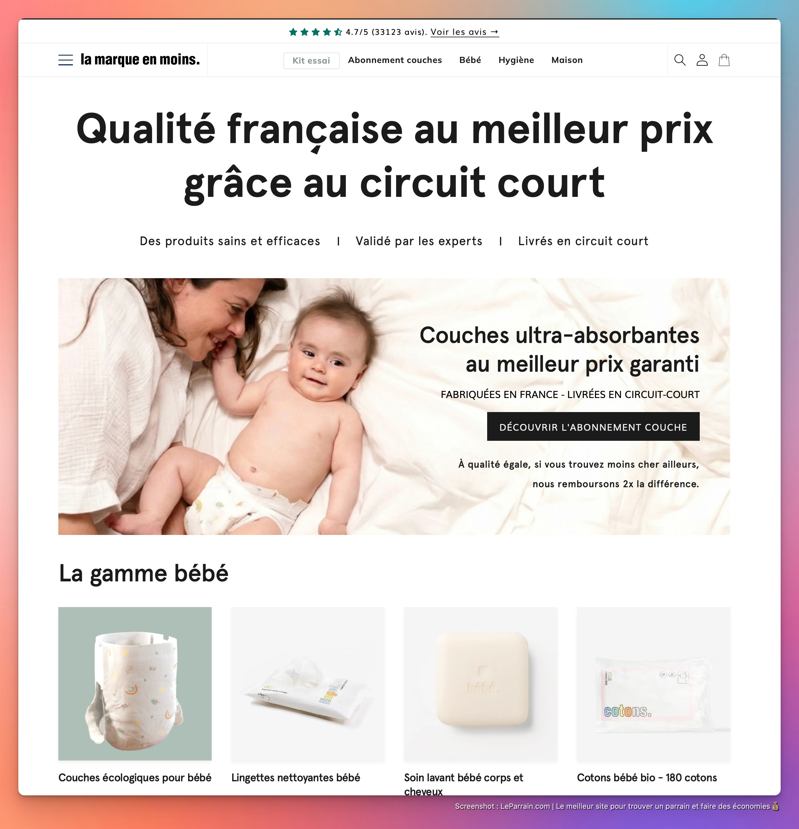 Capture d'écran 4 du programme de parrainage La Marque en moins