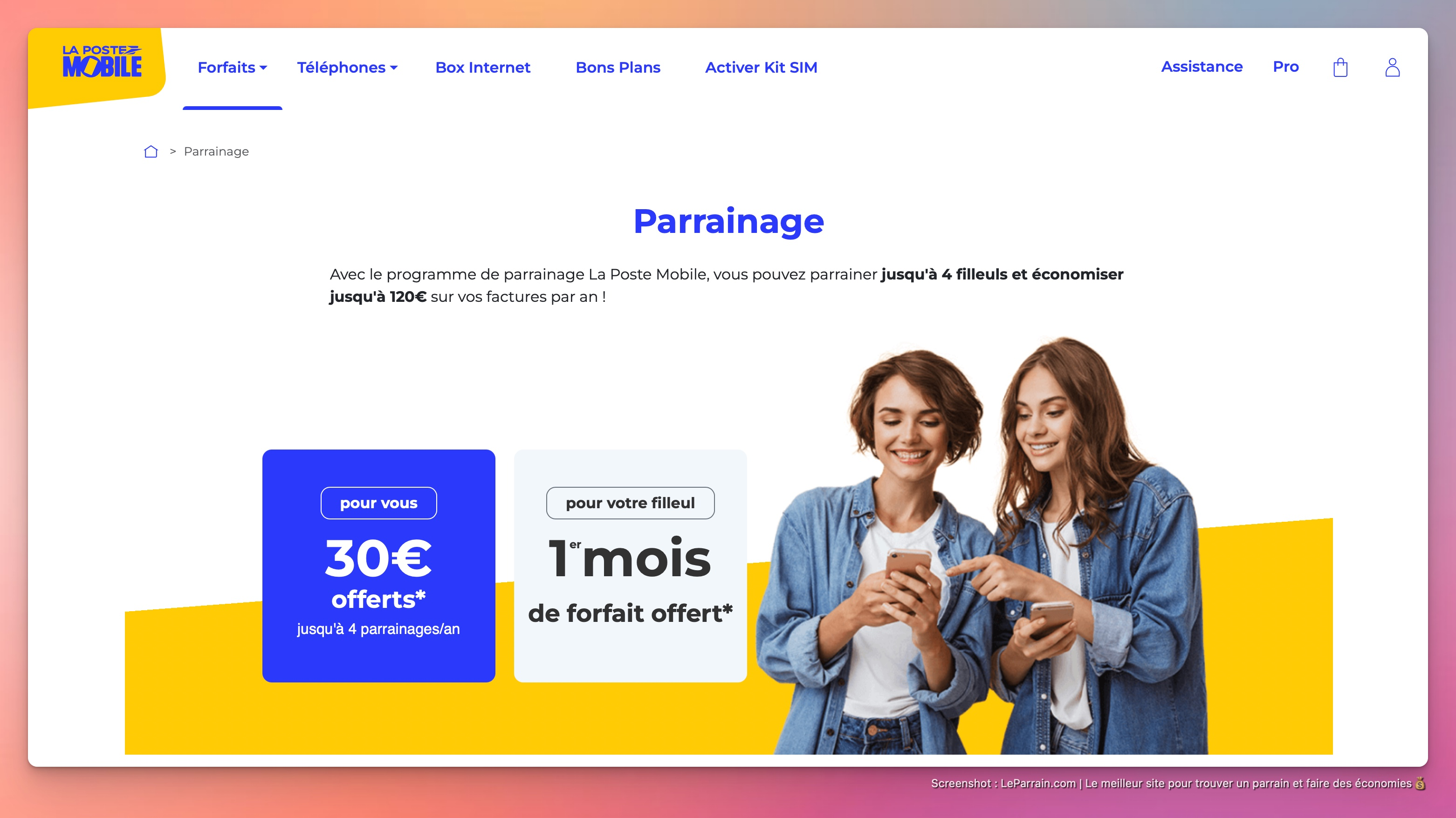Capture d'écran 1 du programme de parrainage La Poste Mobile
