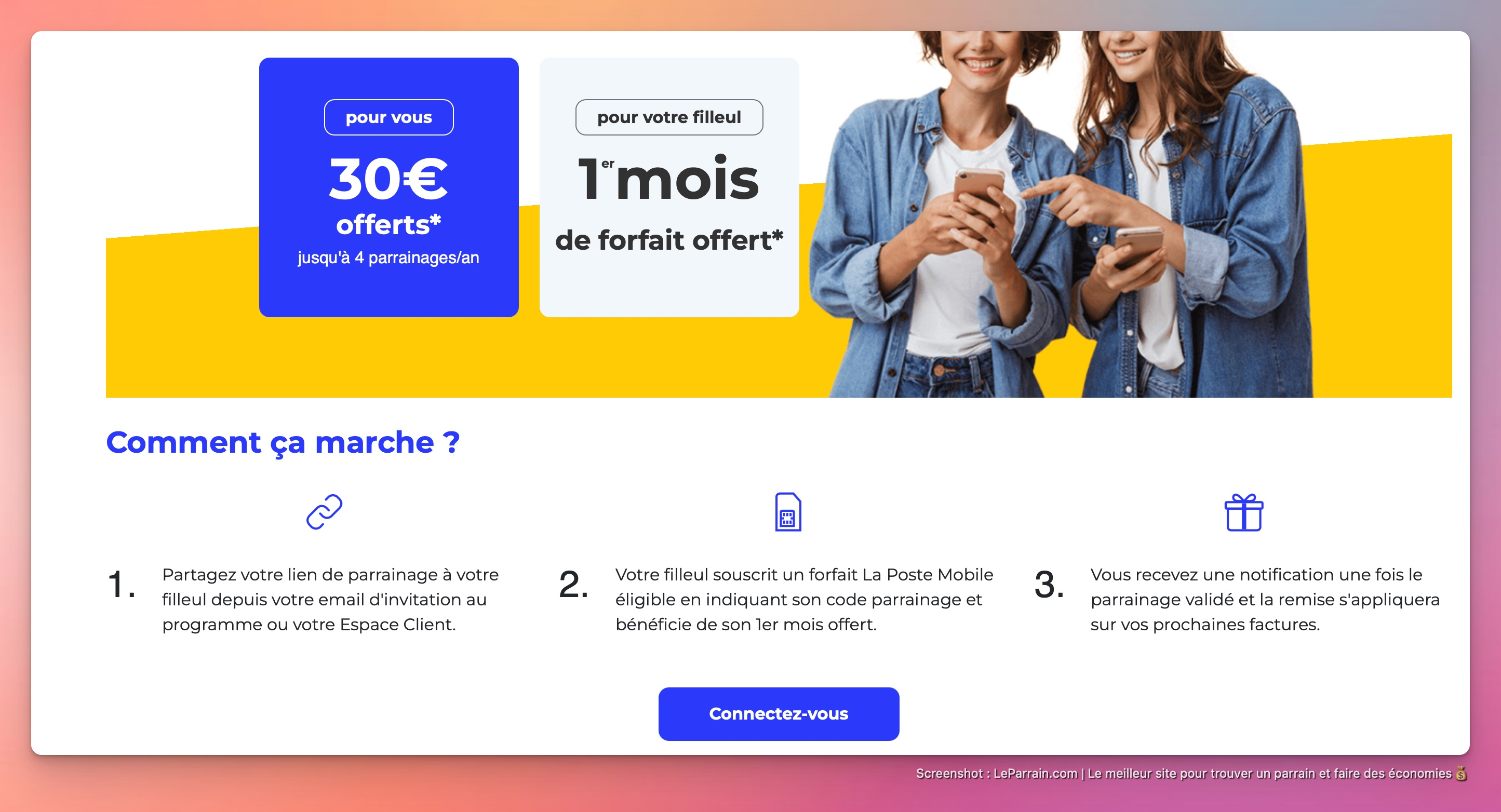 Capture d'écran 2 du programme de parrainage La Poste Mobile