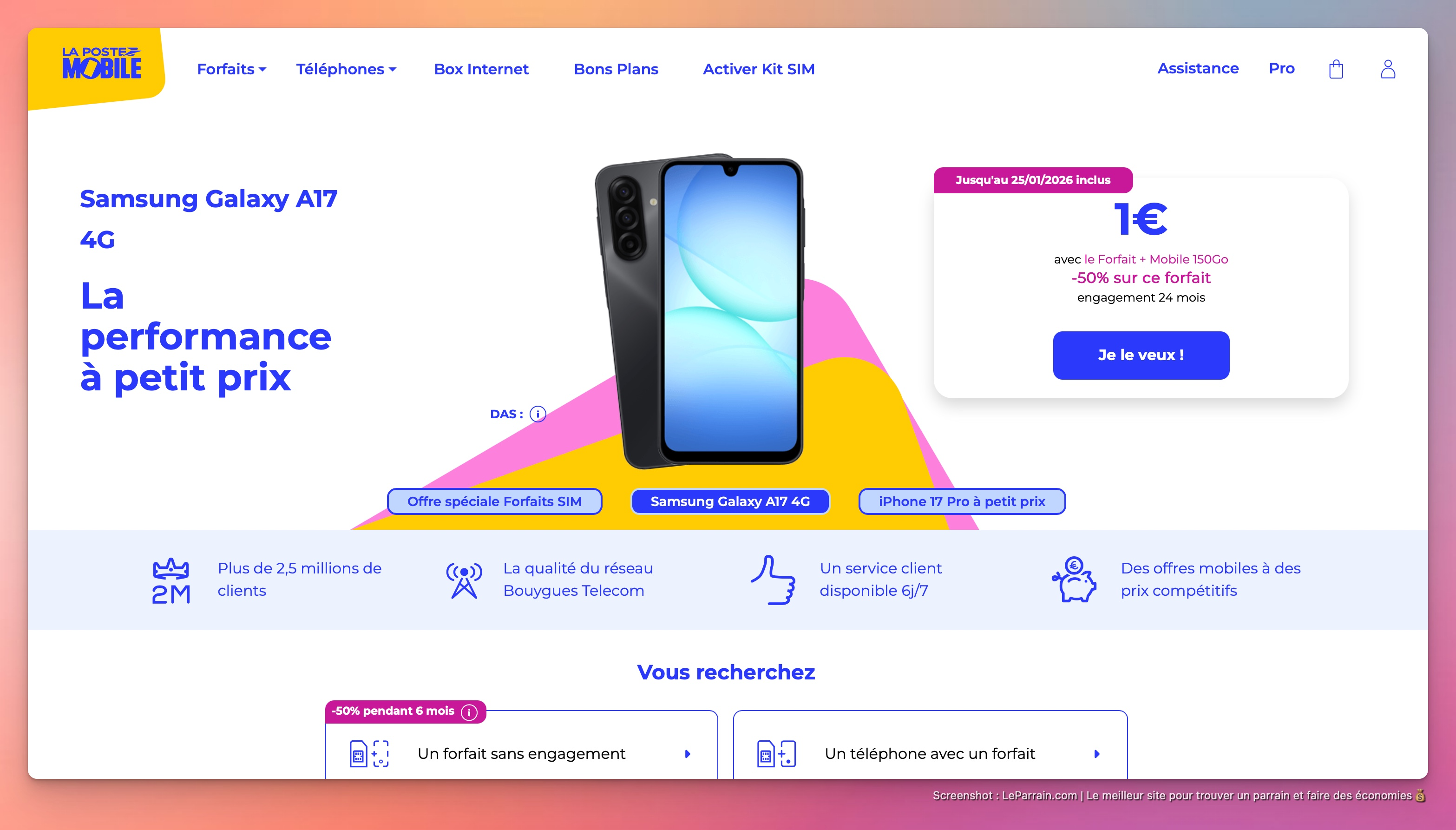 Capture d'écran 3 du programme de parrainage La Poste Mobile