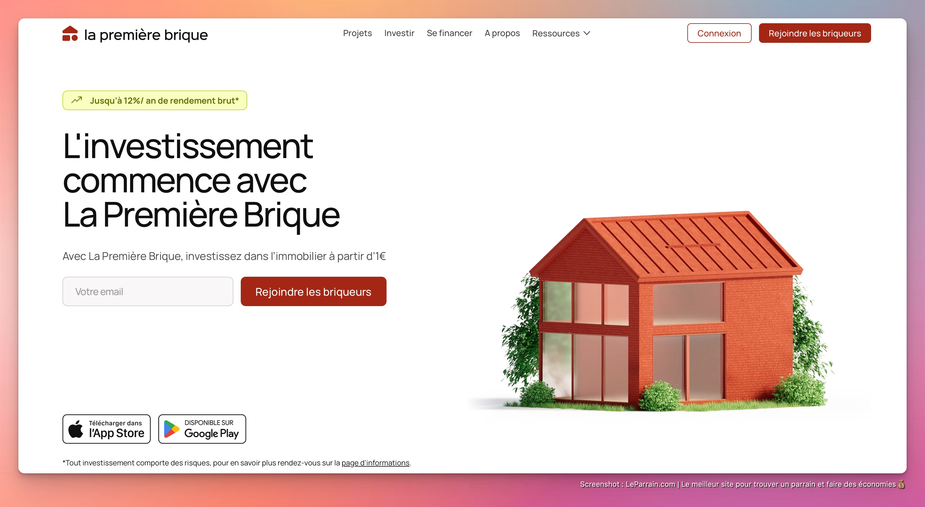 Capture d'écran 2 du programme de parrainage La Première Brique