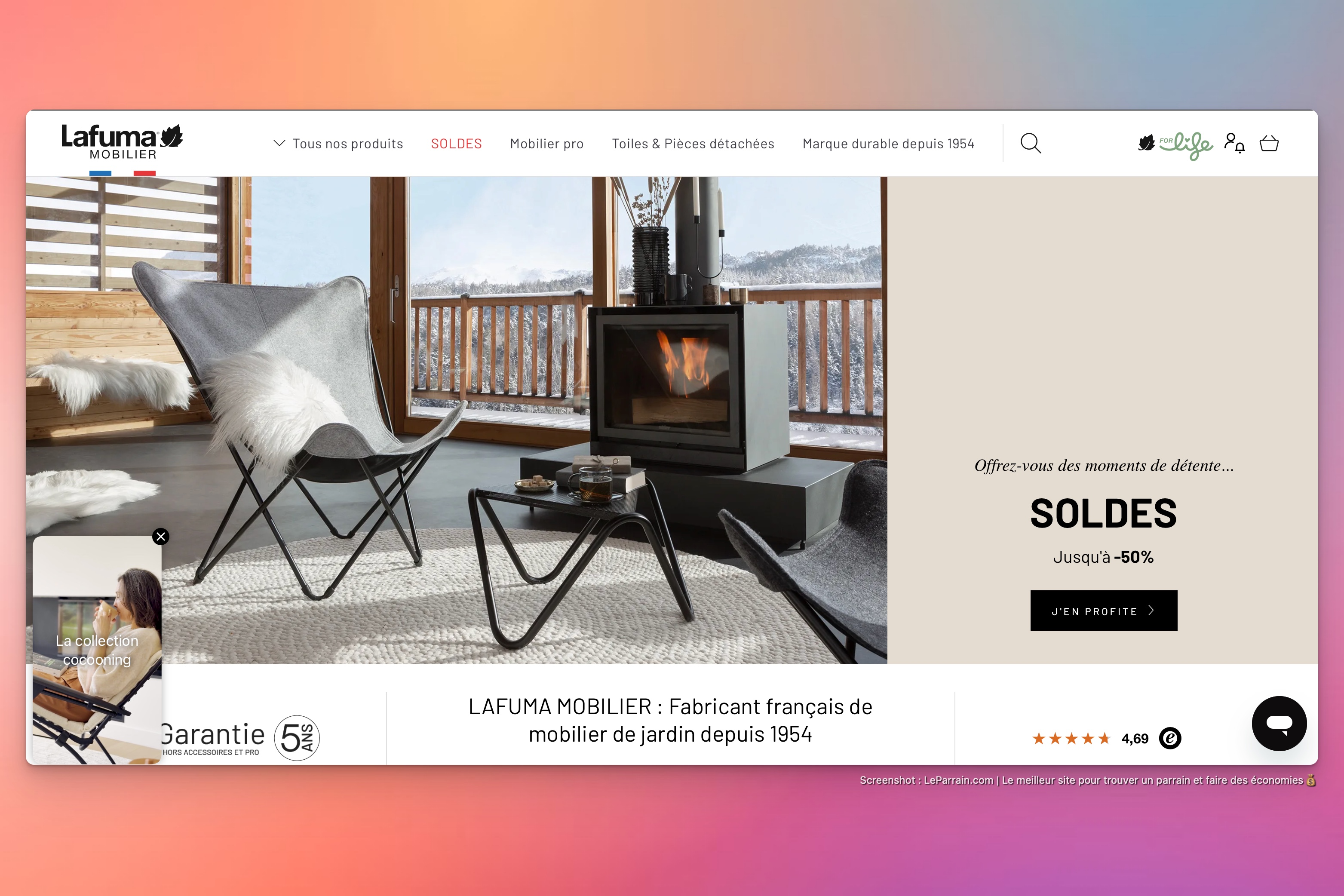 Capture d'écran 2 du programme de parrainage Lafuma Mobilier