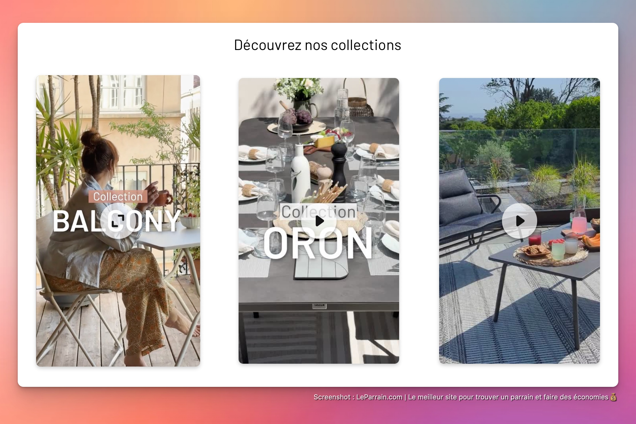 Capture d'écran 4 du programme de parrainage Lafuma Mobilier