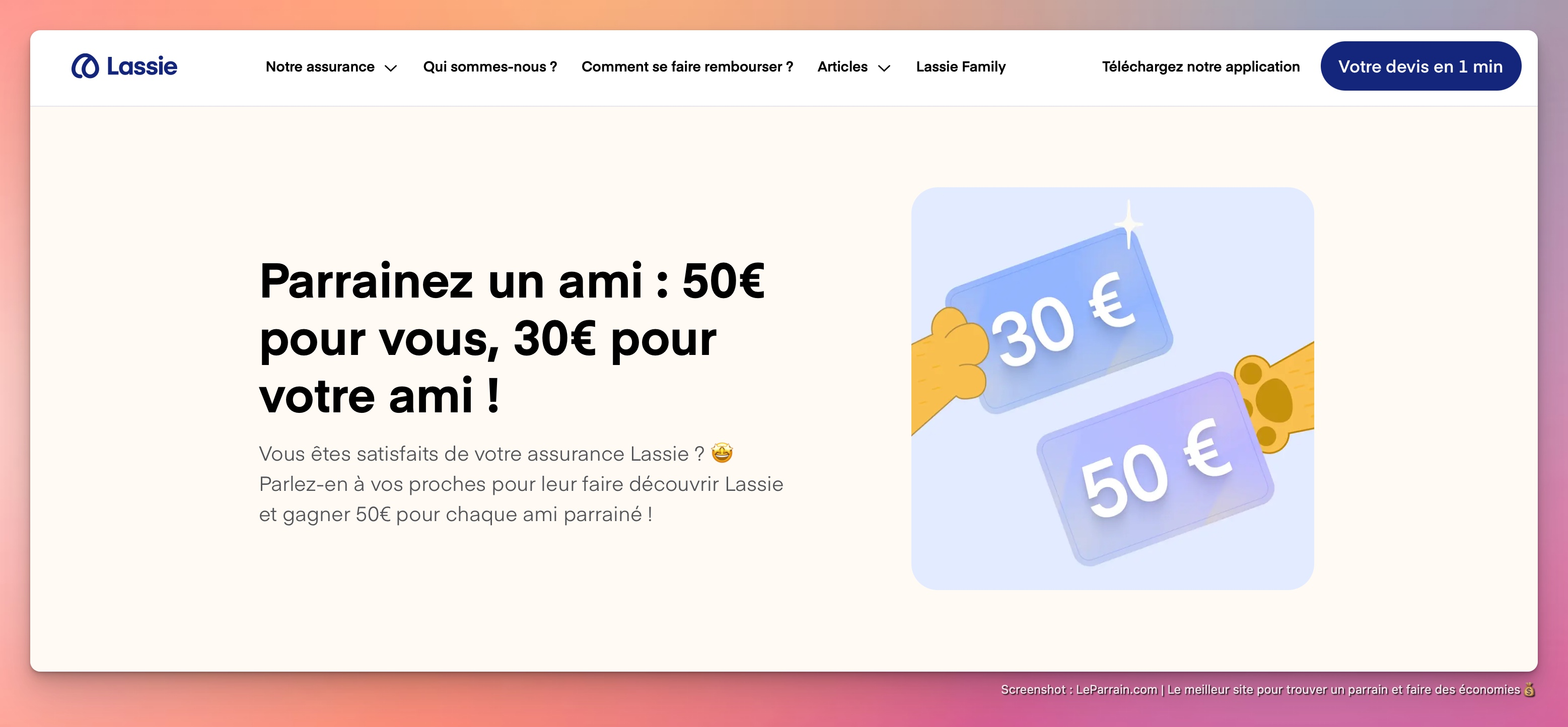 Capture d'écran 1 du programme de parrainage Lassie