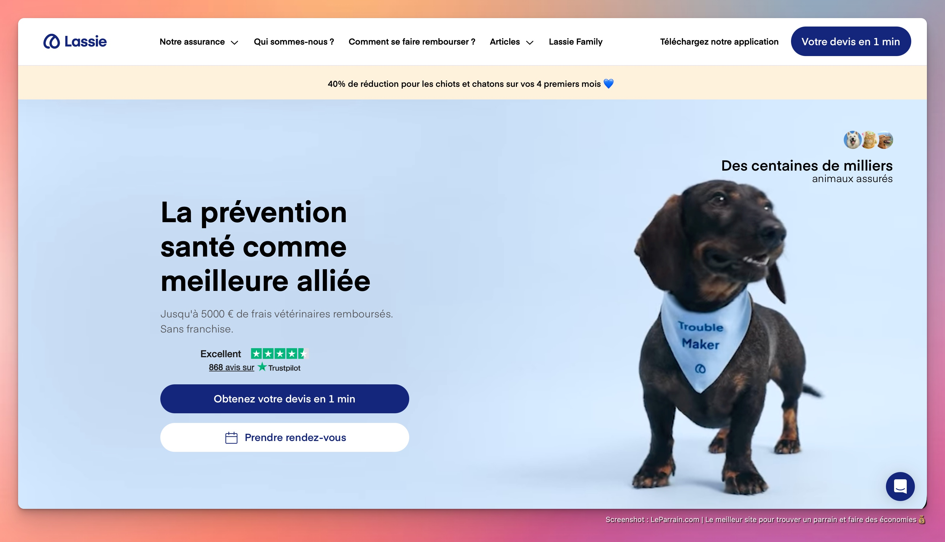 Capture d'écran 4 du programme de parrainage Lassie
