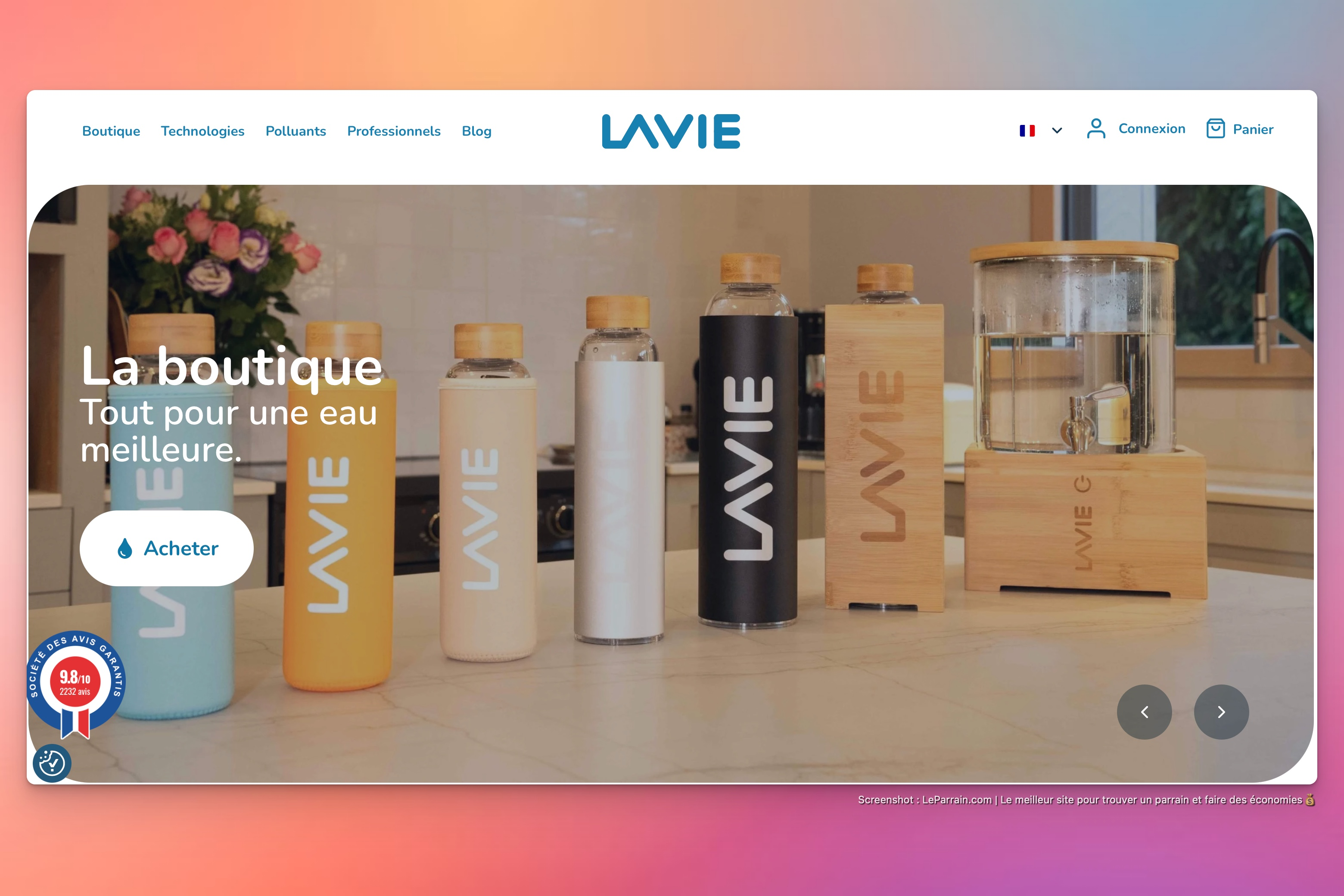 Capture d'écran 1 du programme de parrainage Lavie