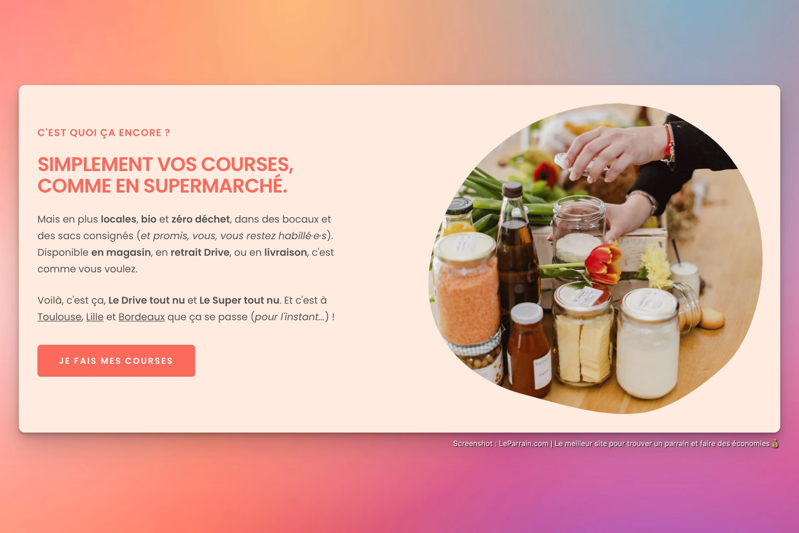 Capture d'écran 3 du programme de parrainage Le Drive Tout Nu