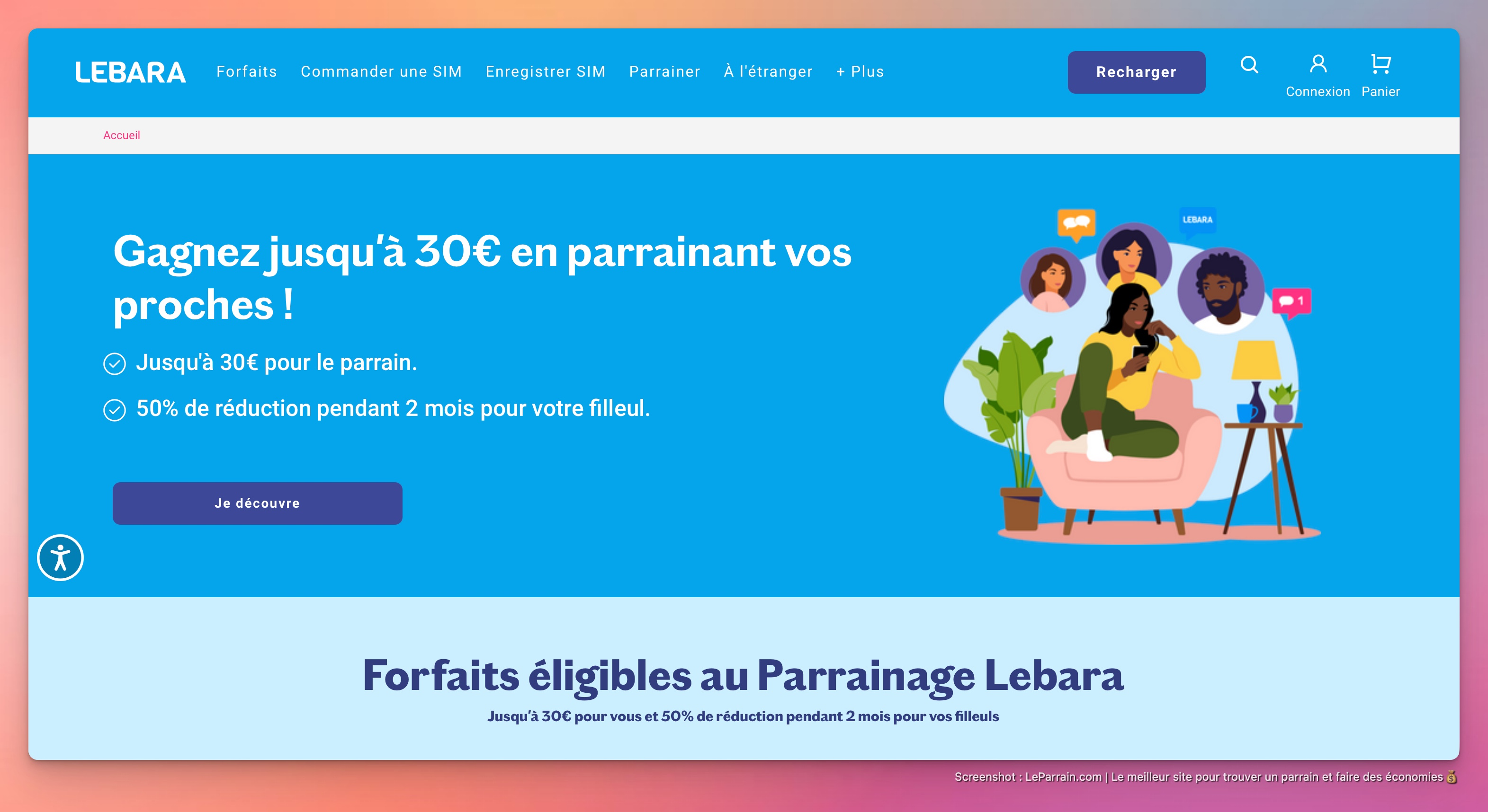 Capture d'écran 1 du programme de parrainage Lebara