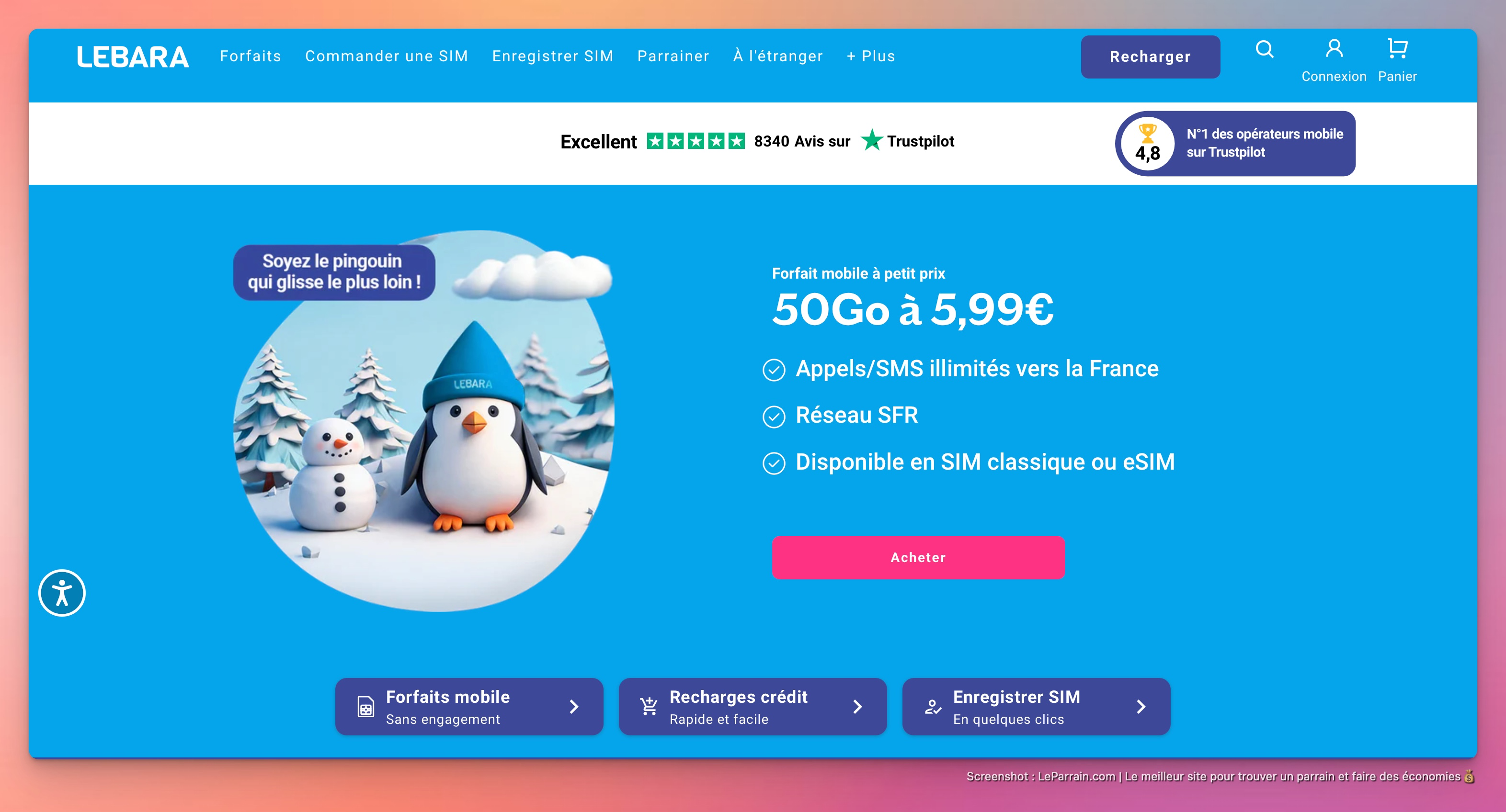 Capture d'écran 3 du programme de parrainage Lebara