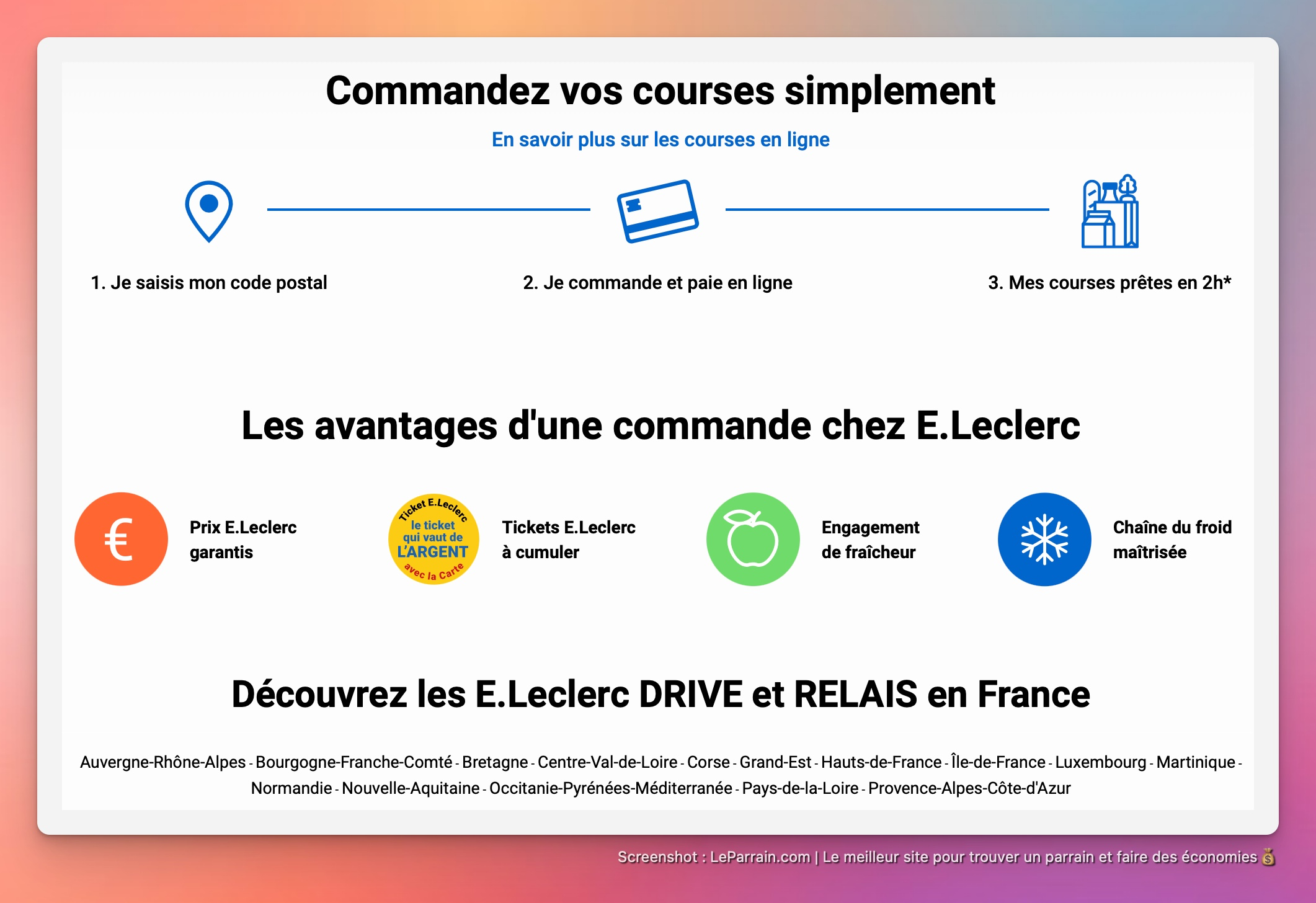 Capture d'écran 1 du programme de parrainage Leclerc