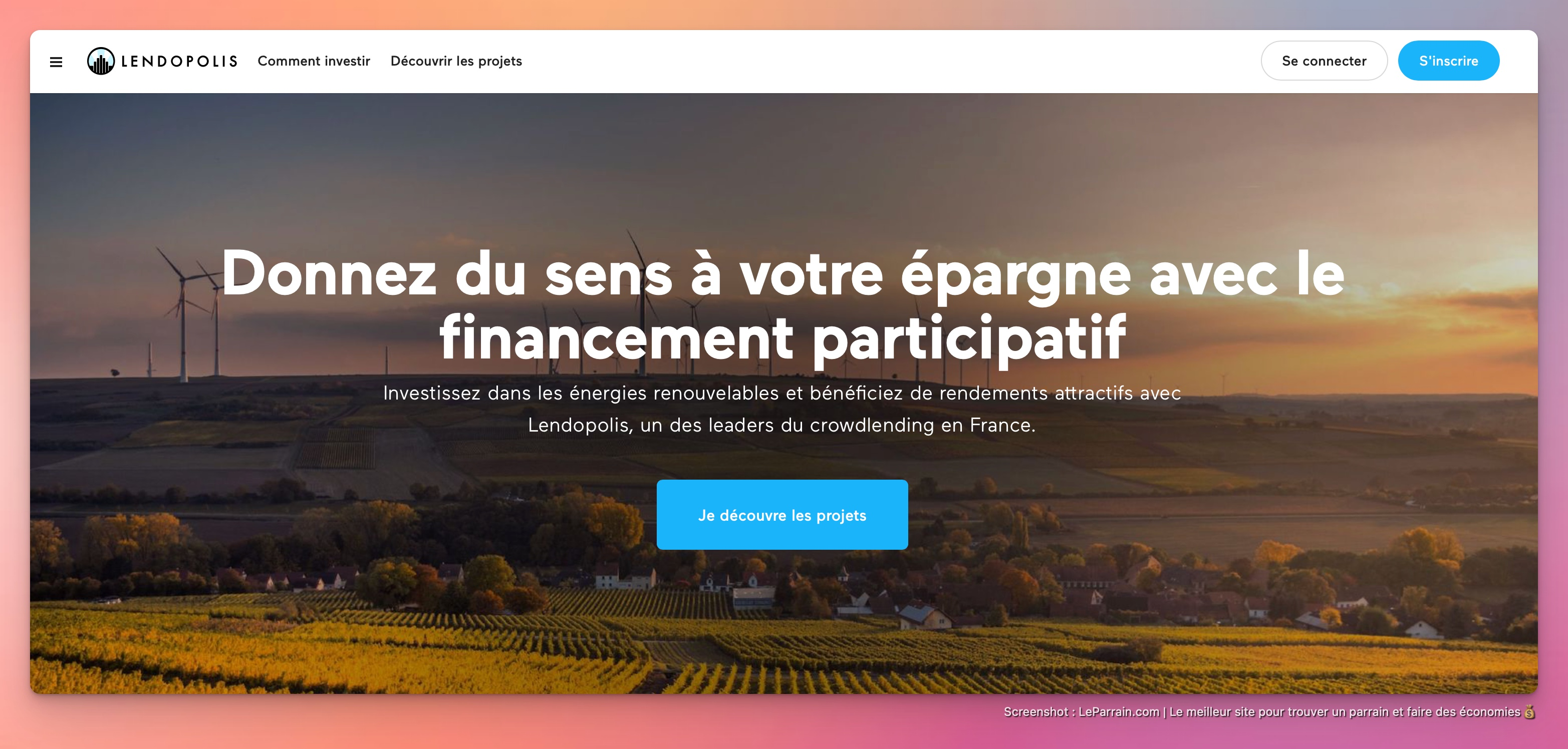 Capture d'écran 2 du programme de parrainage Lendopolis