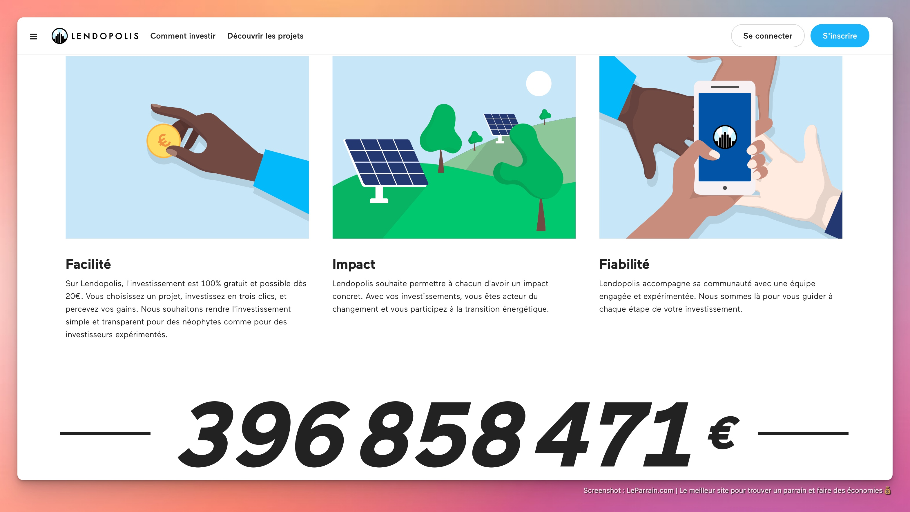 Capture d'écran 3 du programme de parrainage Lendopolis