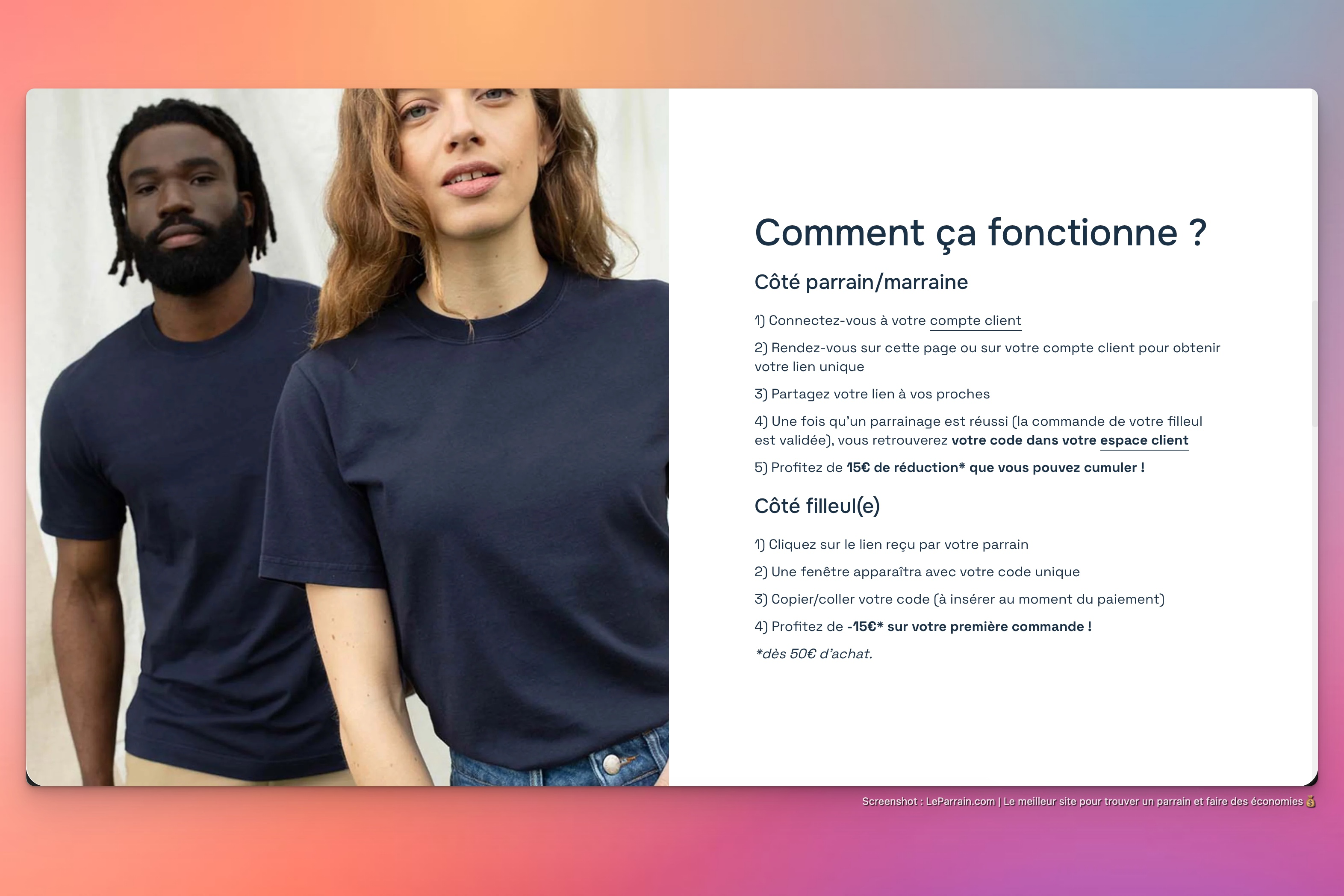 Capture d'écran 6 du programme de parrainage LePantalon