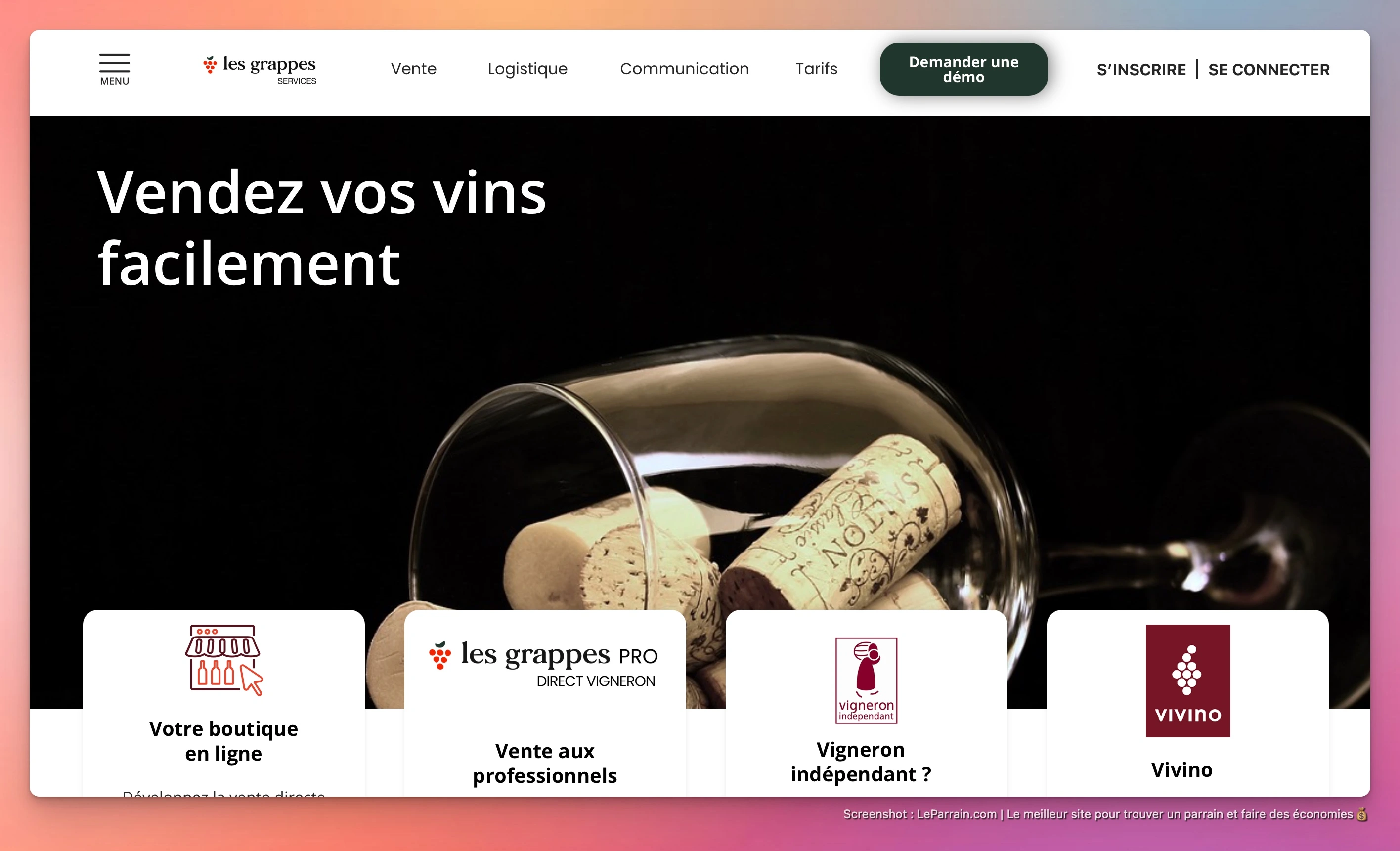 Capture d'écran 3 du programme de parrainage Les Grappes