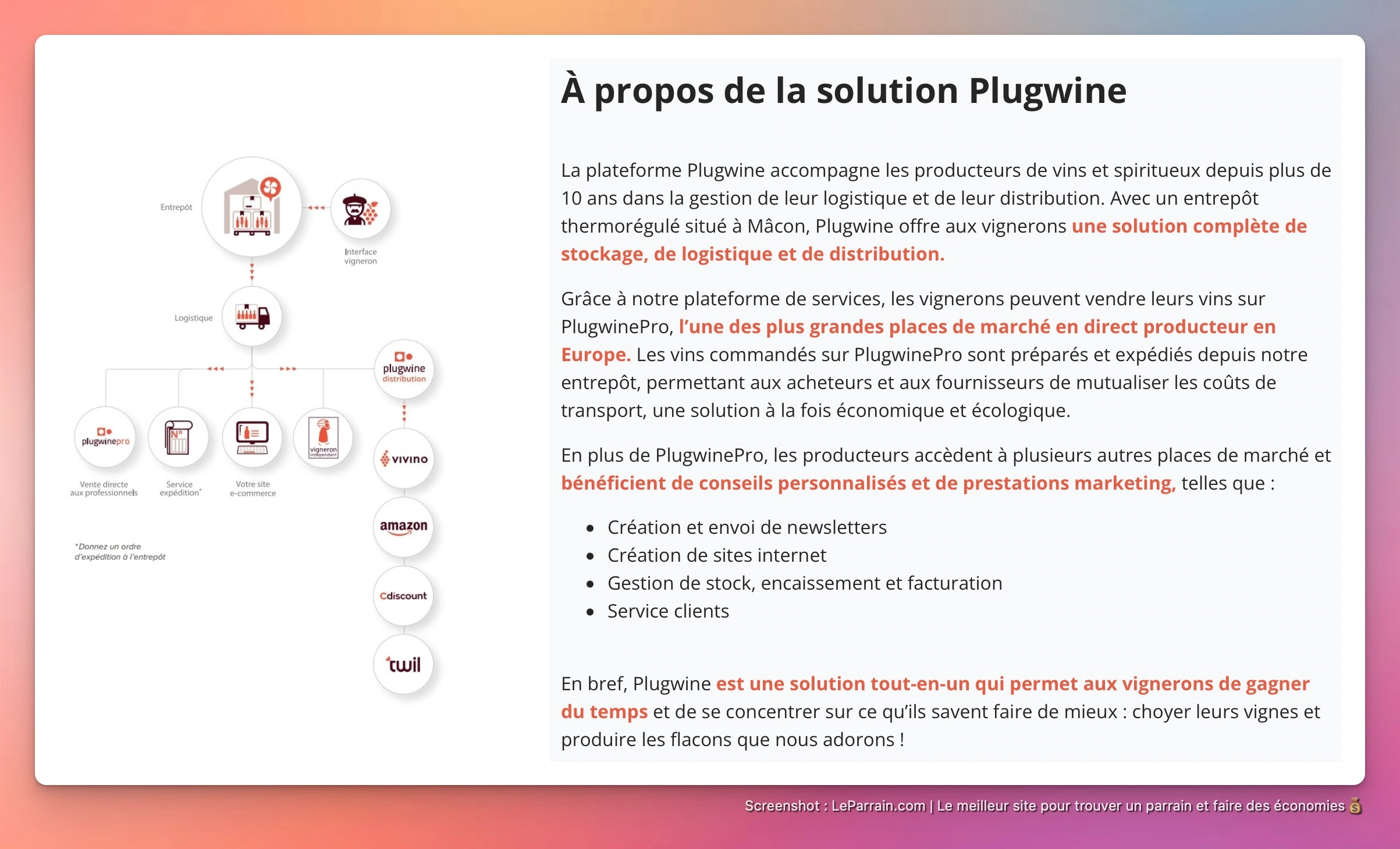 Capture d'écran 4 du programme de parrainage Les Grappes