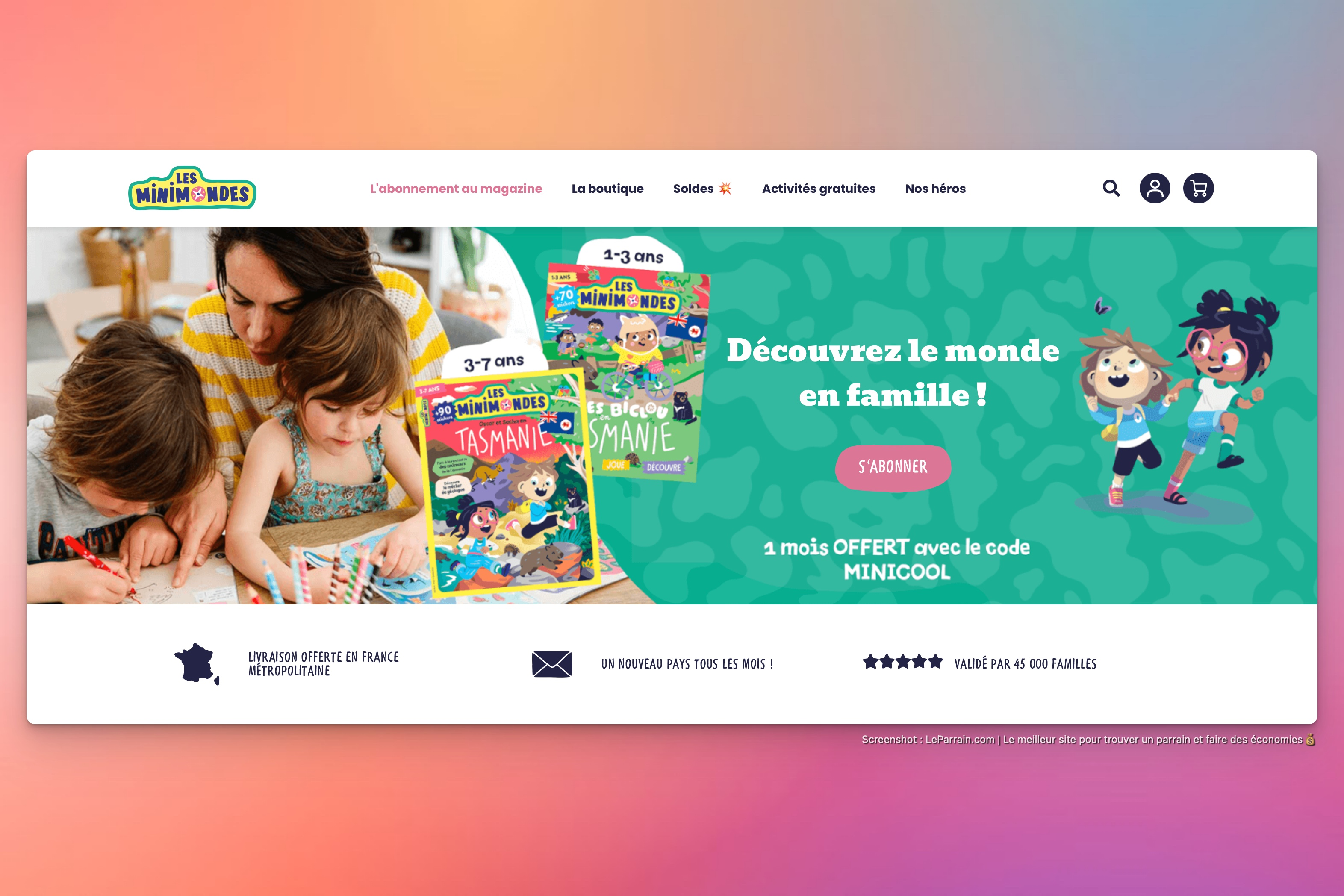 Capture d'écran 2 du programme de parrainage Les Mini Mondes