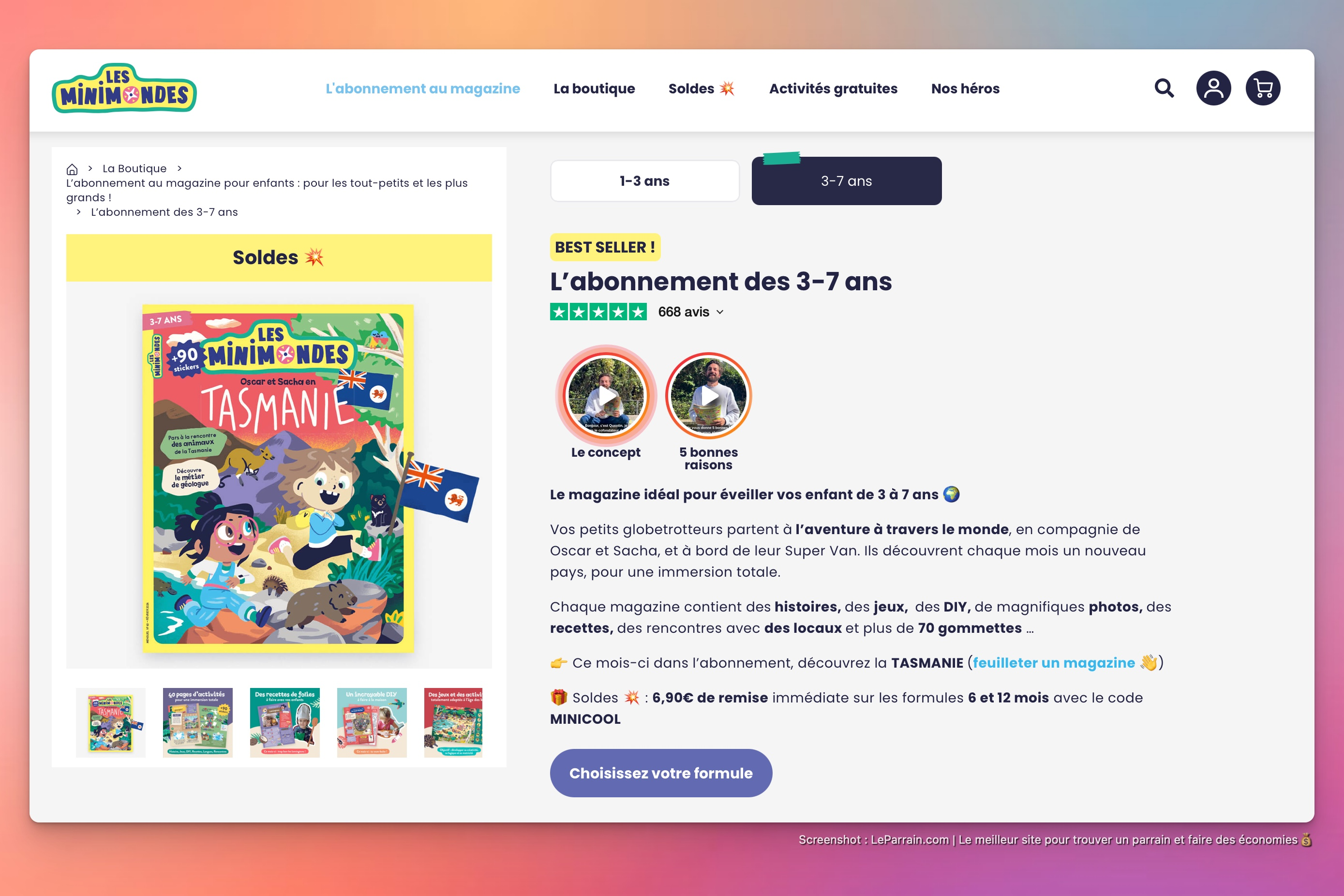 Capture d'écran 5 du programme de parrainage Les Mini Mondes