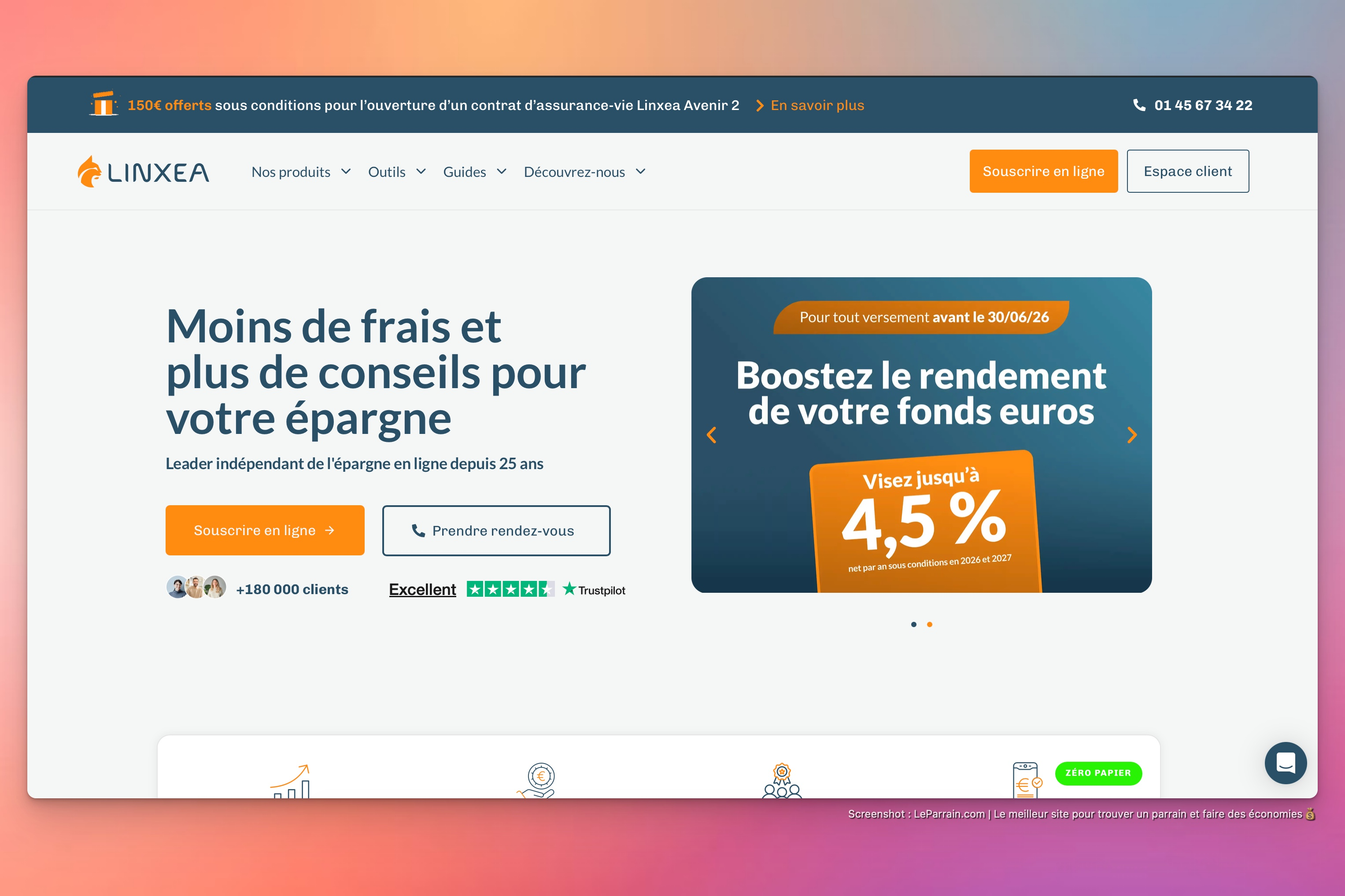 Capture d'écran 1 du programme de parrainage Linxea