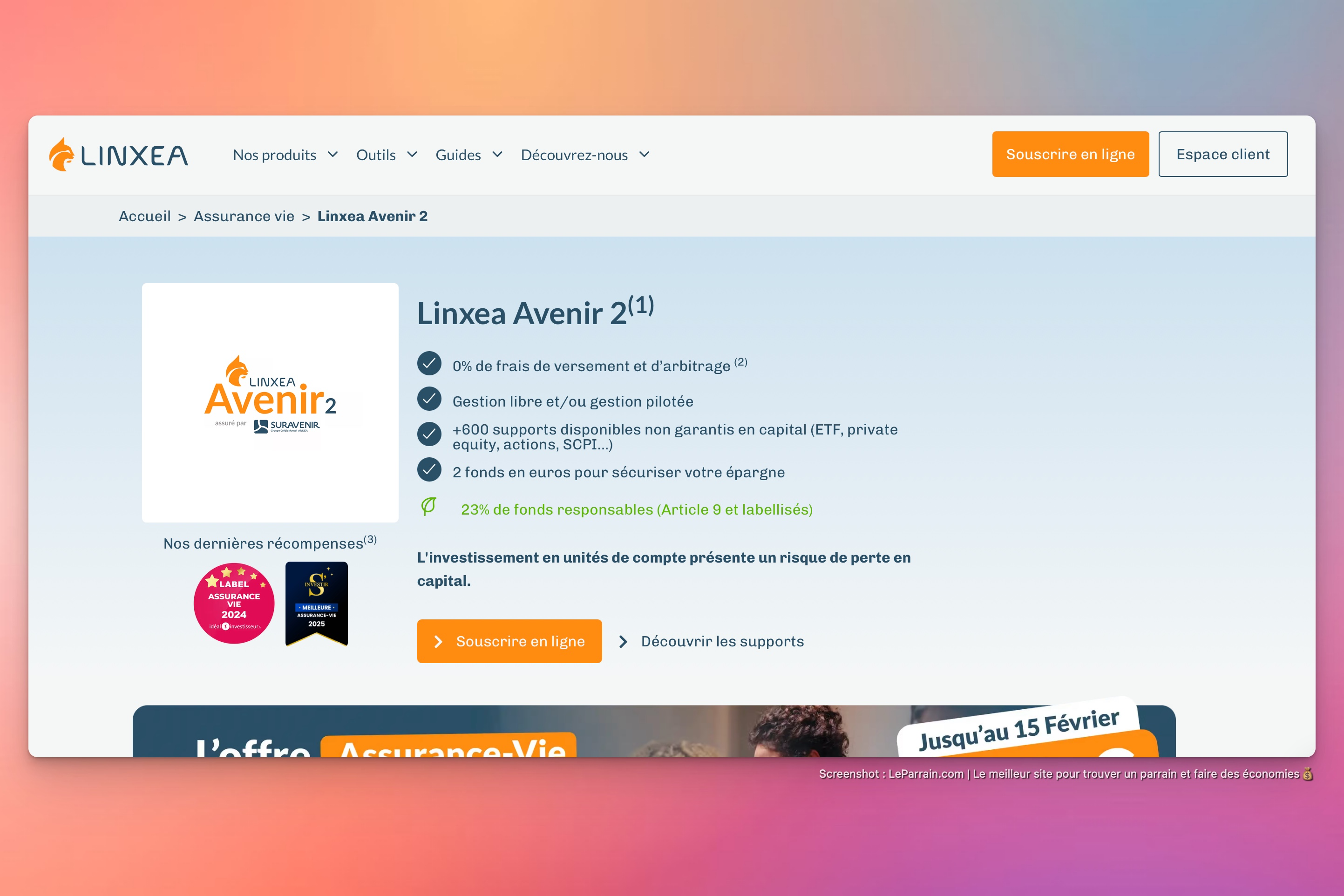 Capture d'écran 2 du programme de parrainage Linxea