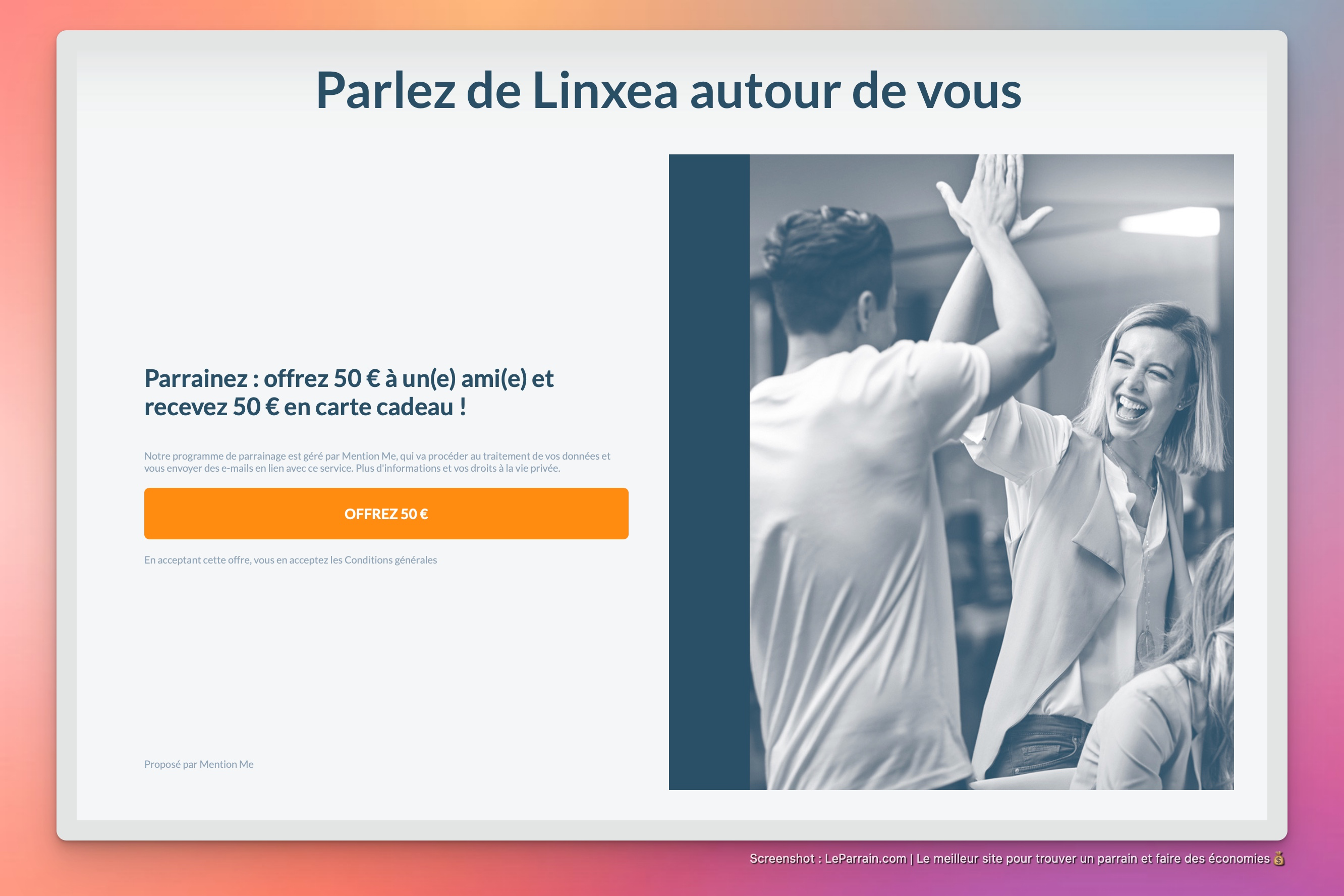 Capture d'écran 3 du programme de parrainage Linxea