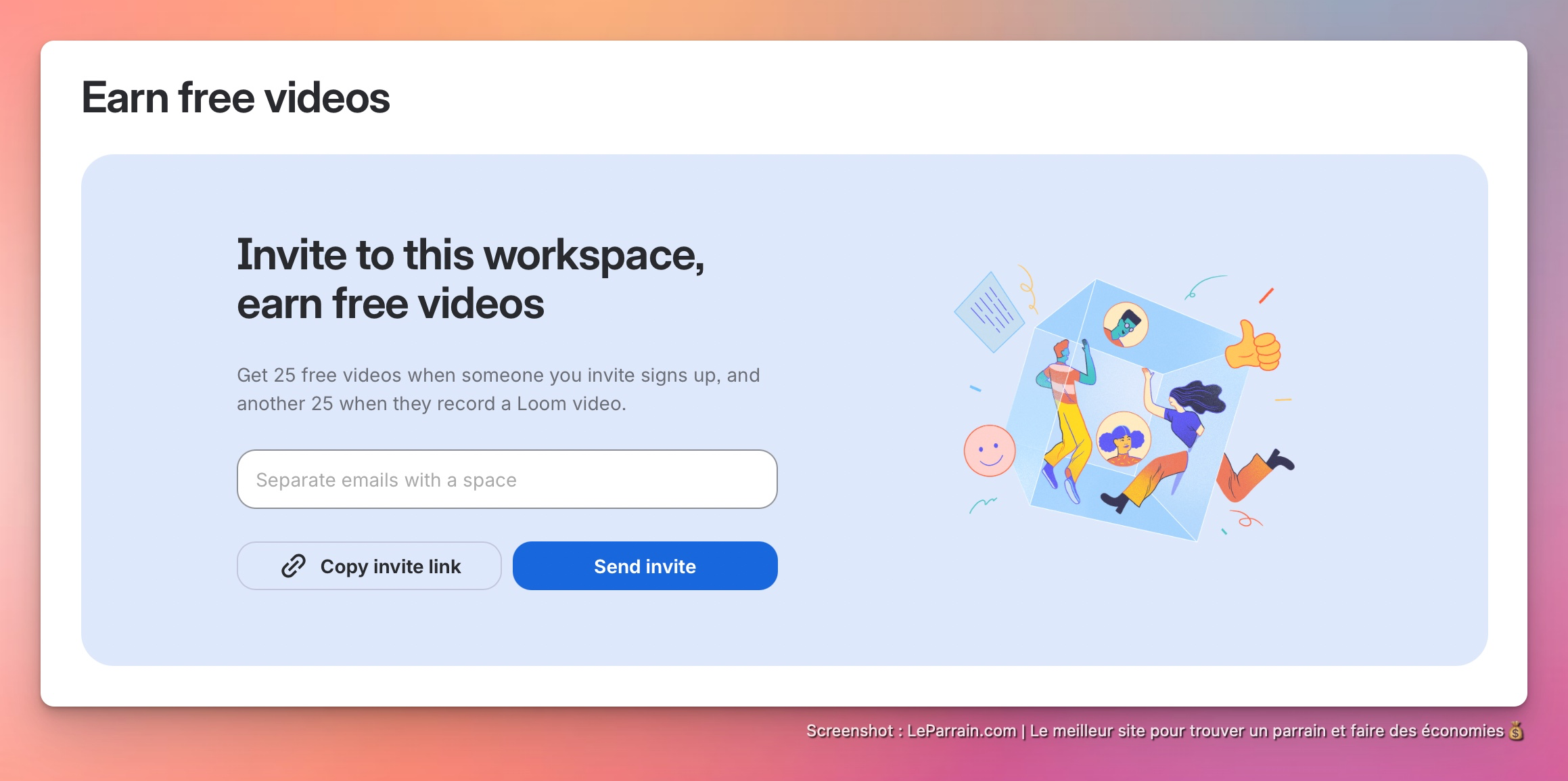 Capture d'écran 1 du programme de parrainage Loom