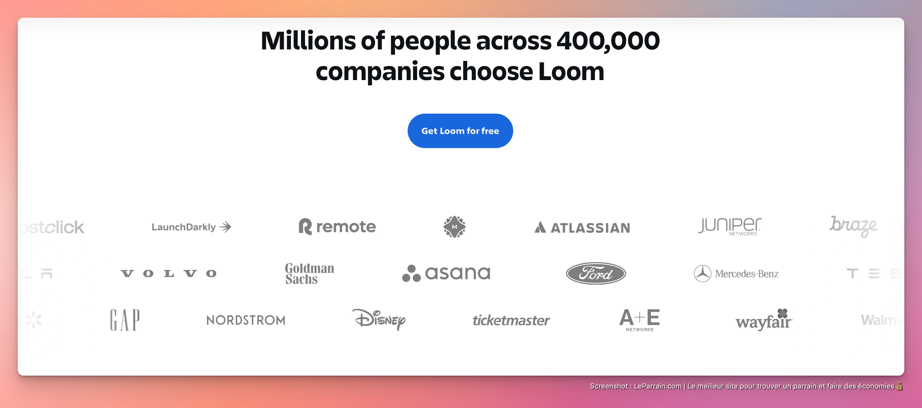 Capture d'écran 5 du programme de parrainage Loom