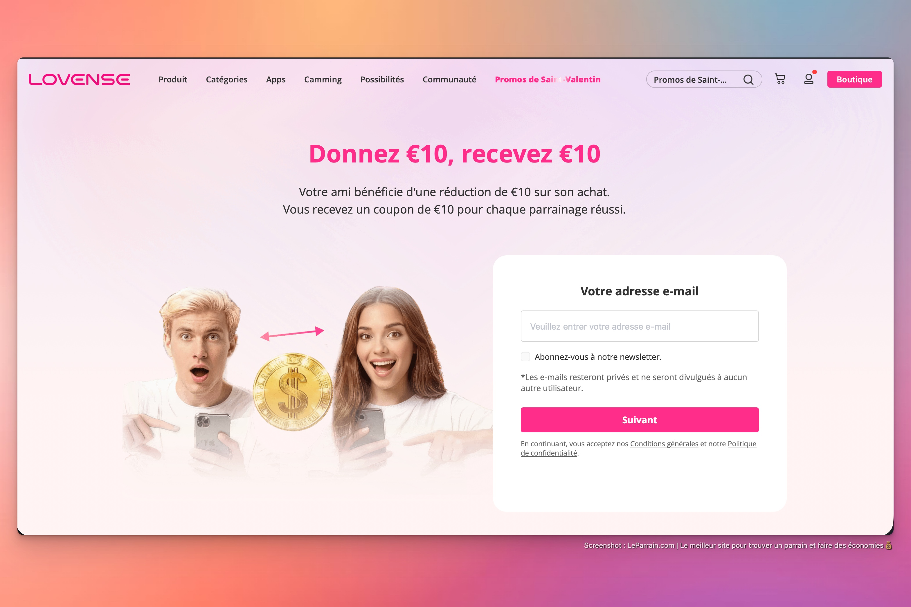 Capture d'écran 3 du programme de parrainage Lovense