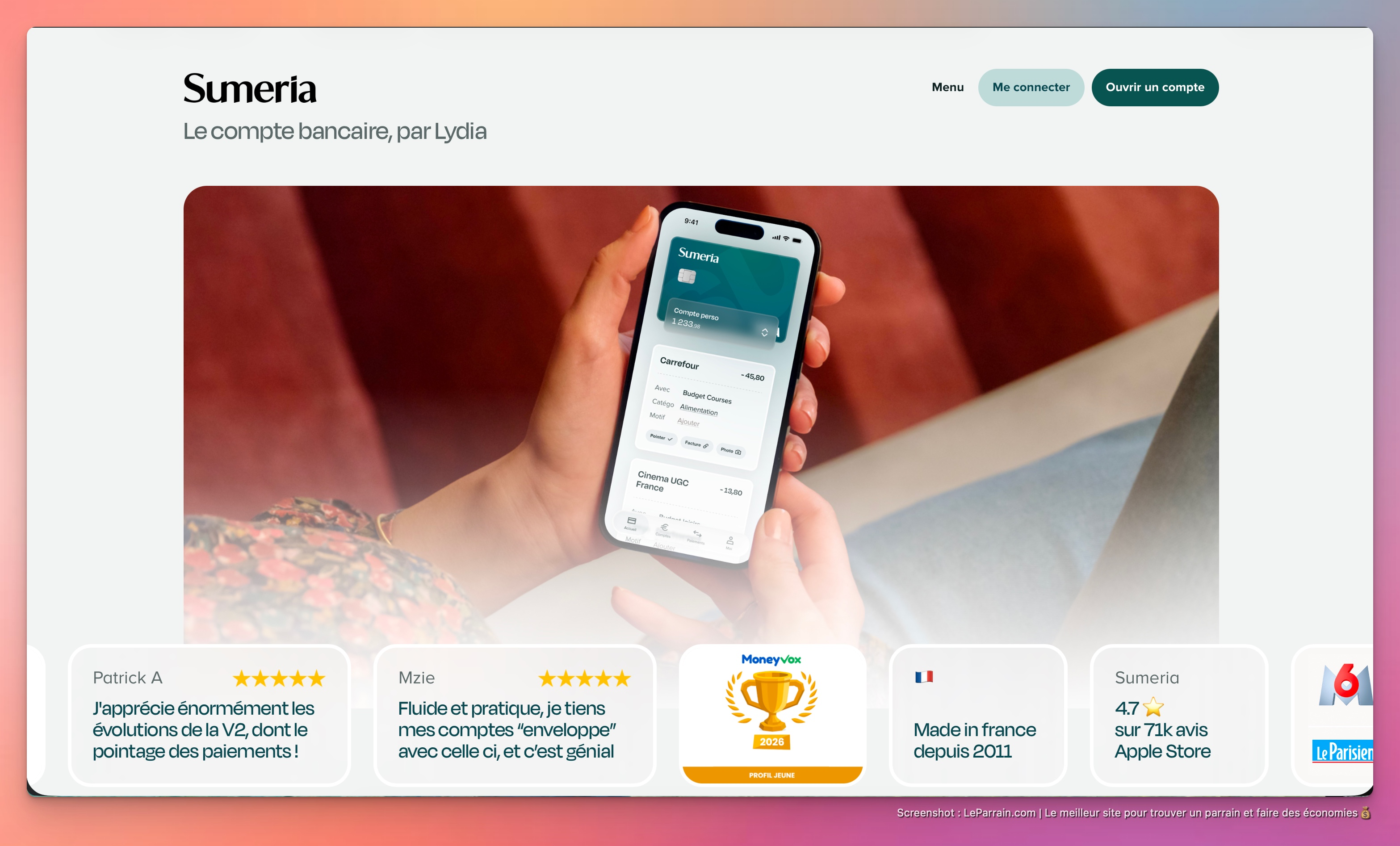 Capture d'écran 1 du programme de parrainage Lydia