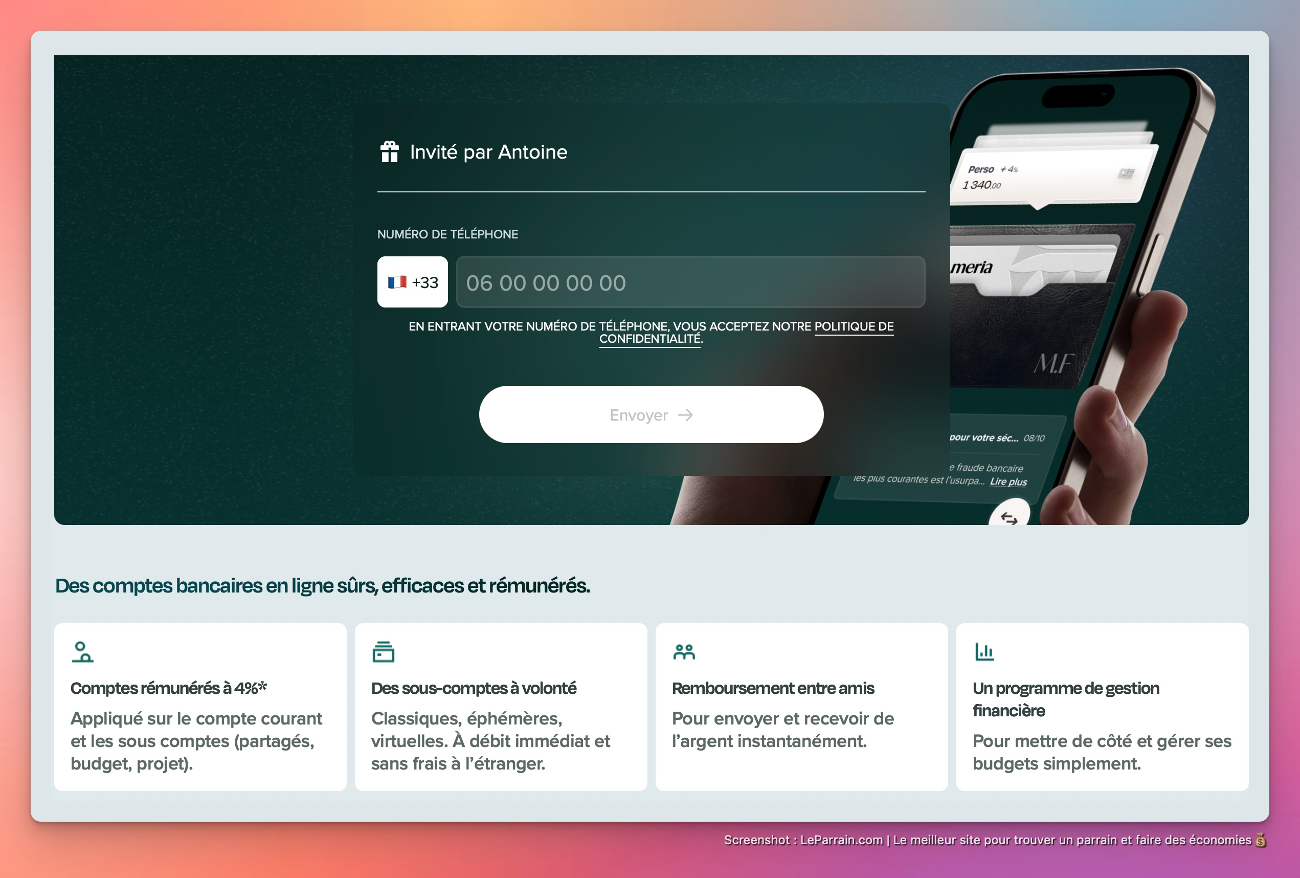 Capture d'écran 2 du programme de parrainage Lydia