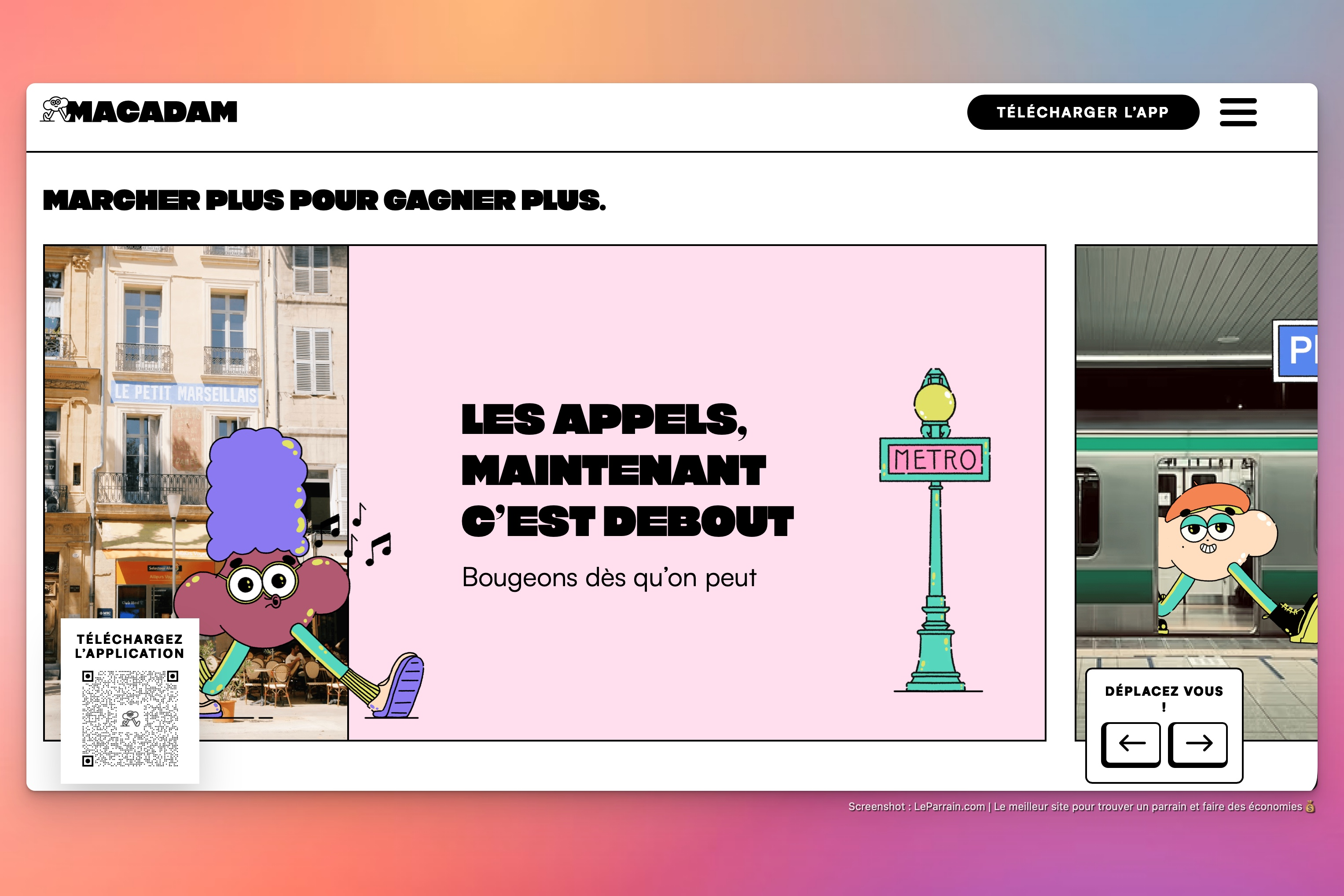 Capture d'écran 1 du programme de parrainage Macadam