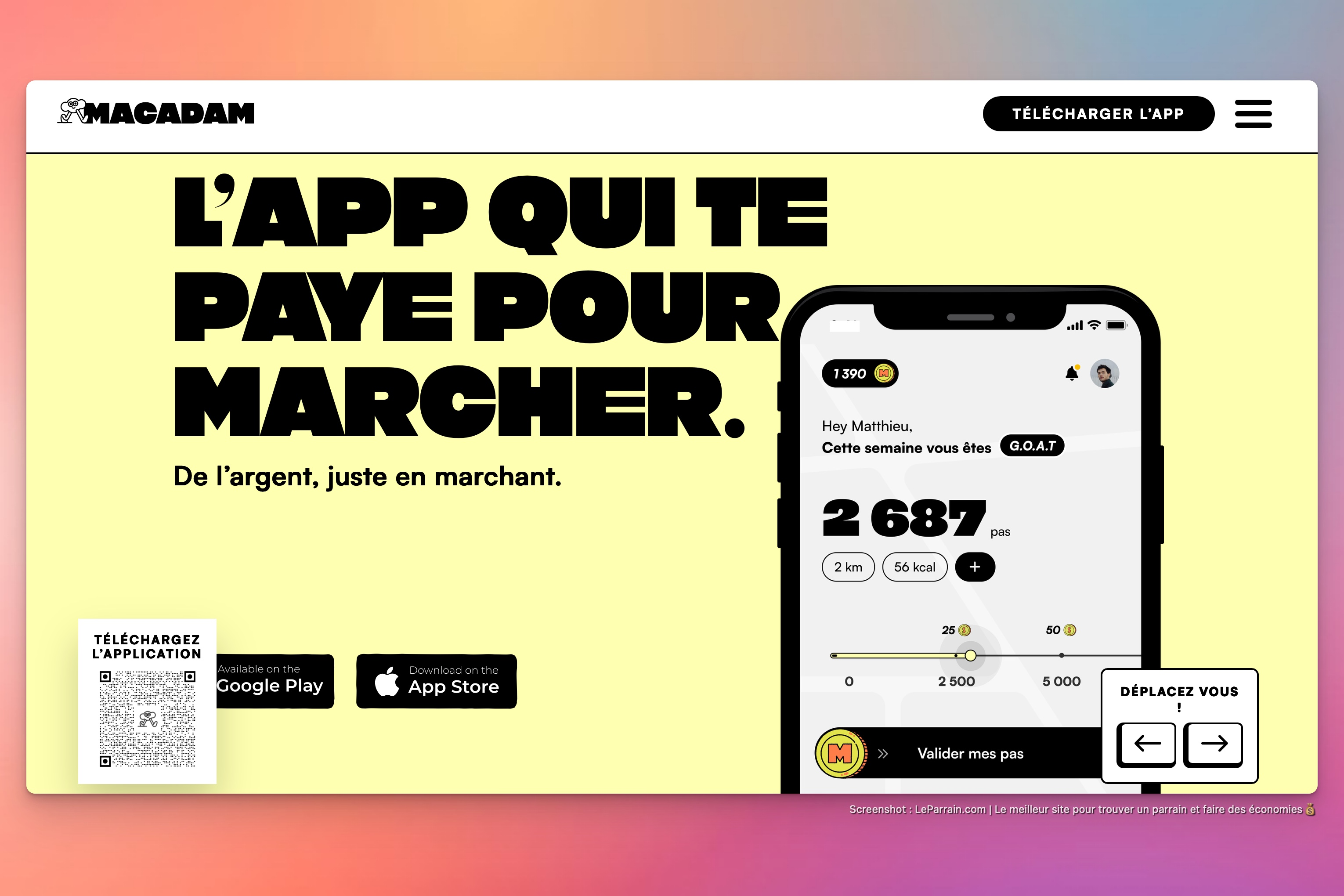 Capture d'écran 3 du programme de parrainage Macadam