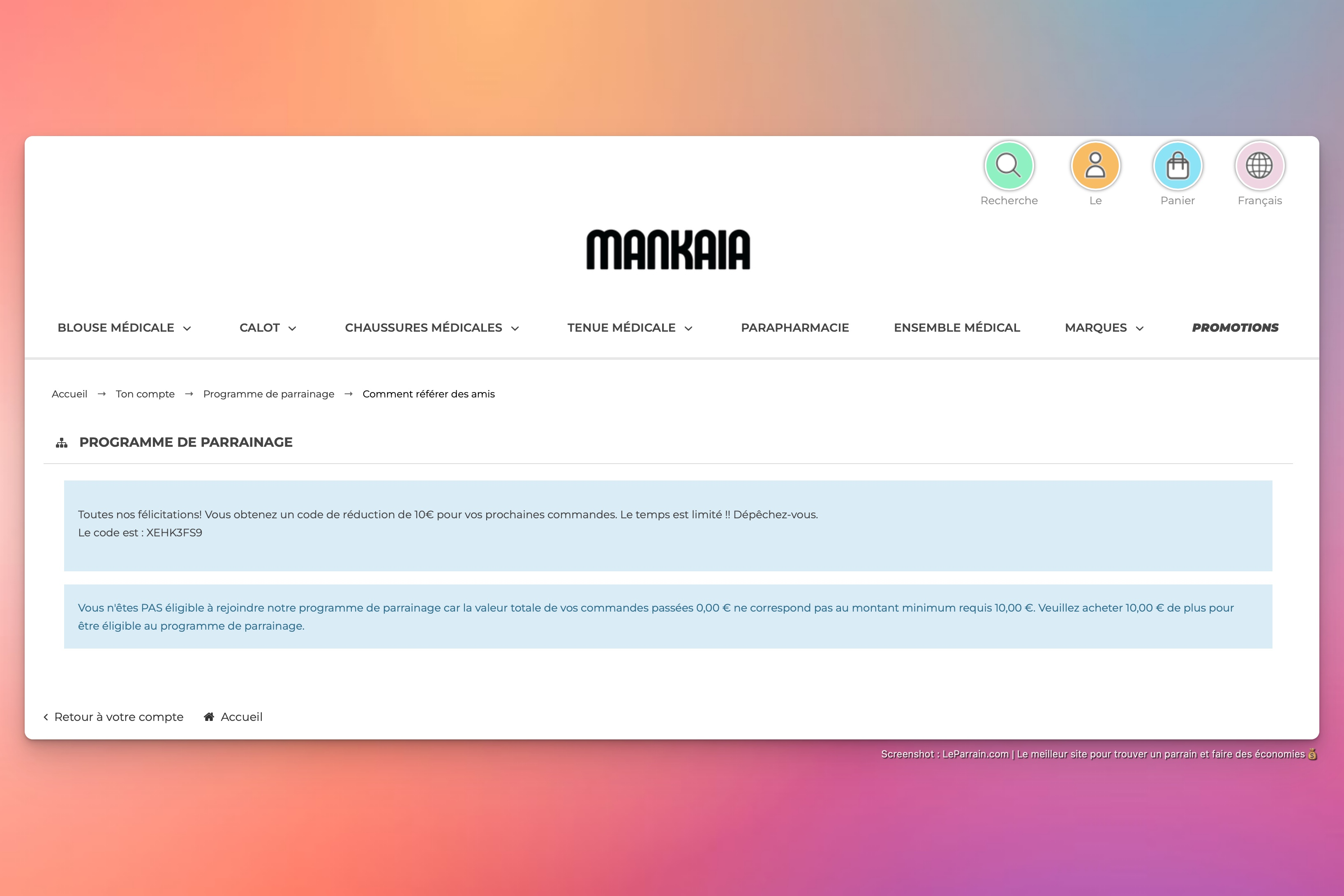 Capture d'écran 4 du programme de parrainage Mankaia
