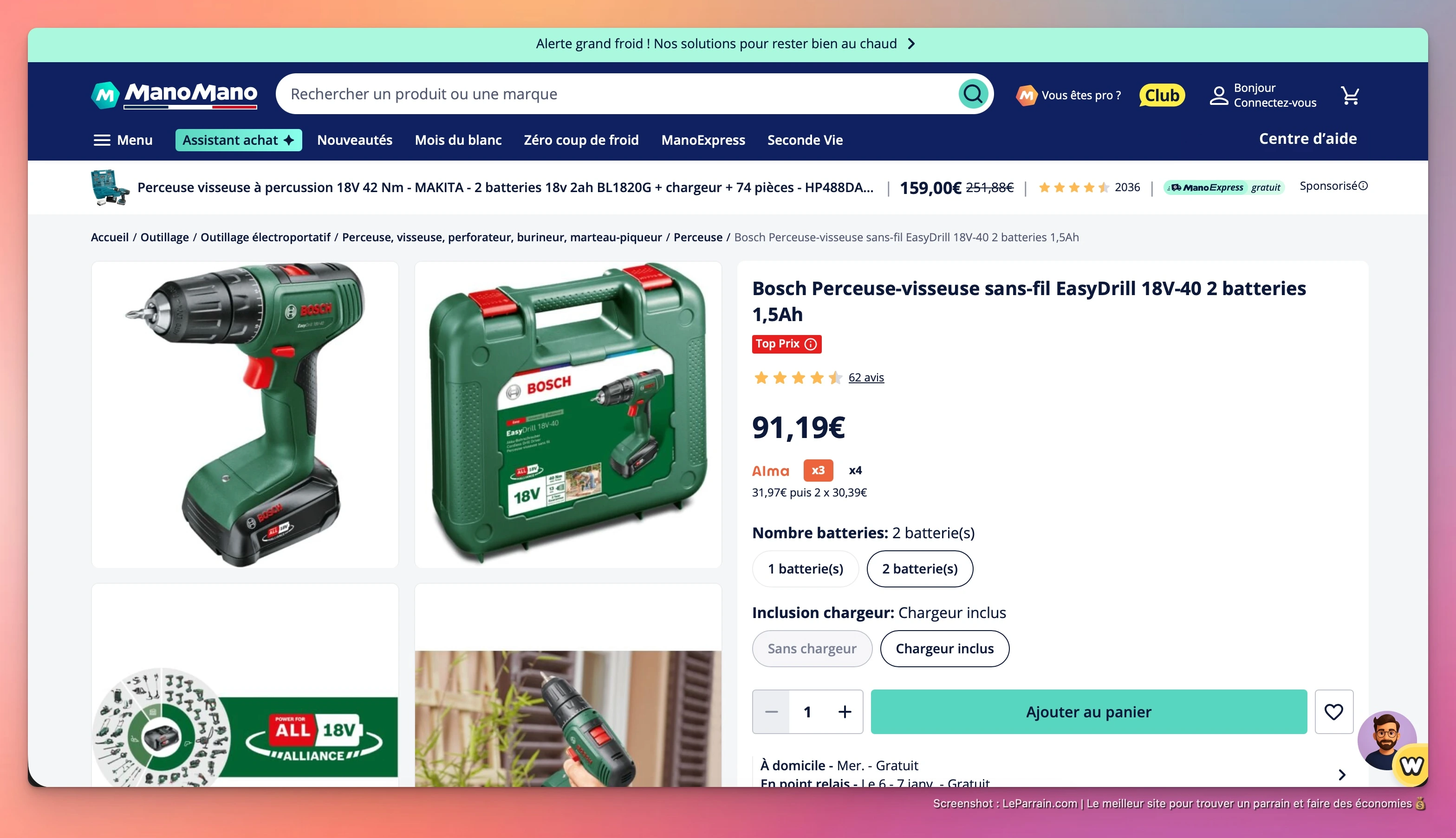 Capture d'écran 1 du programme de parrainage ManoMano