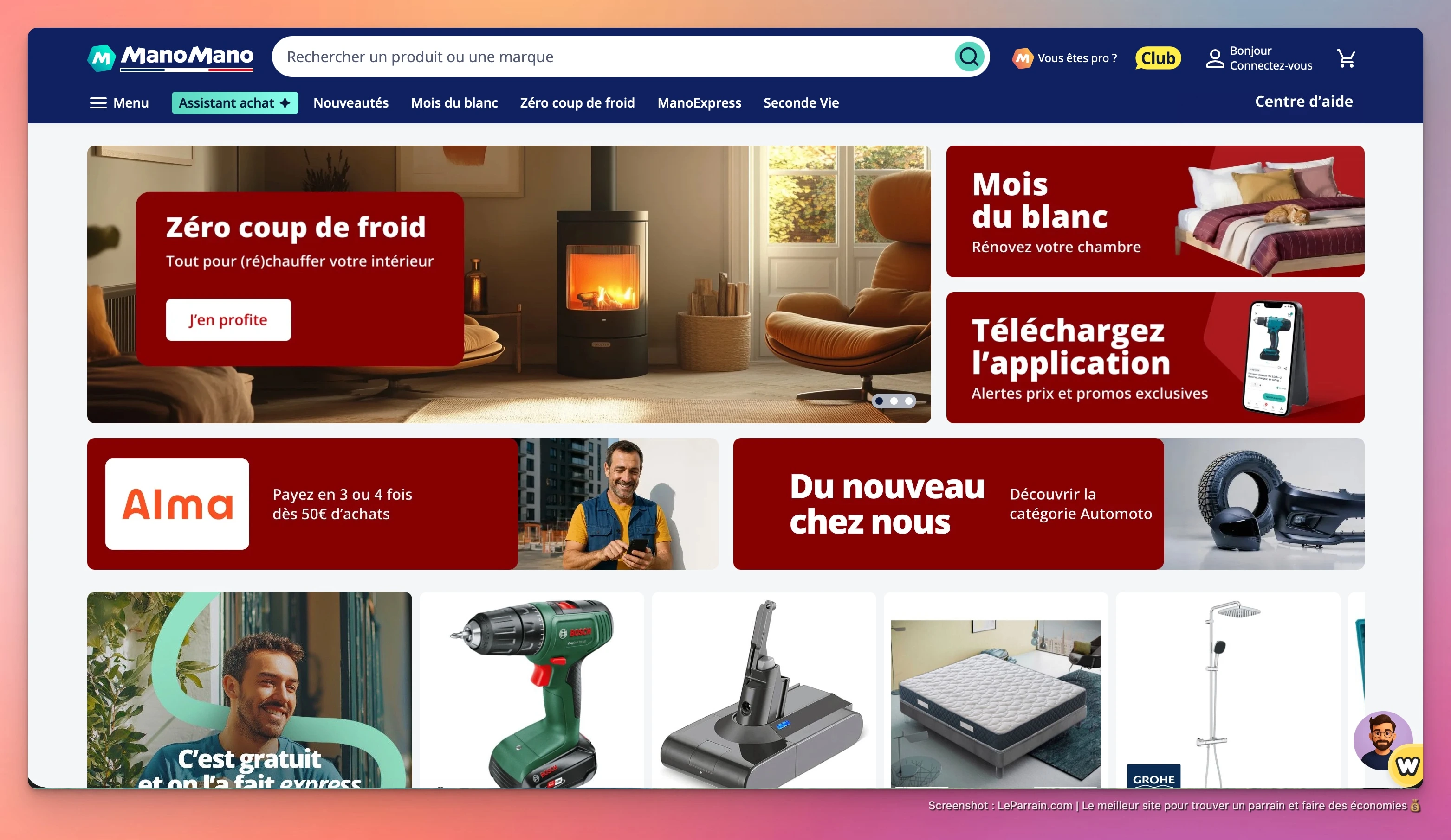 Capture d'écran 2 du programme de parrainage ManoMano