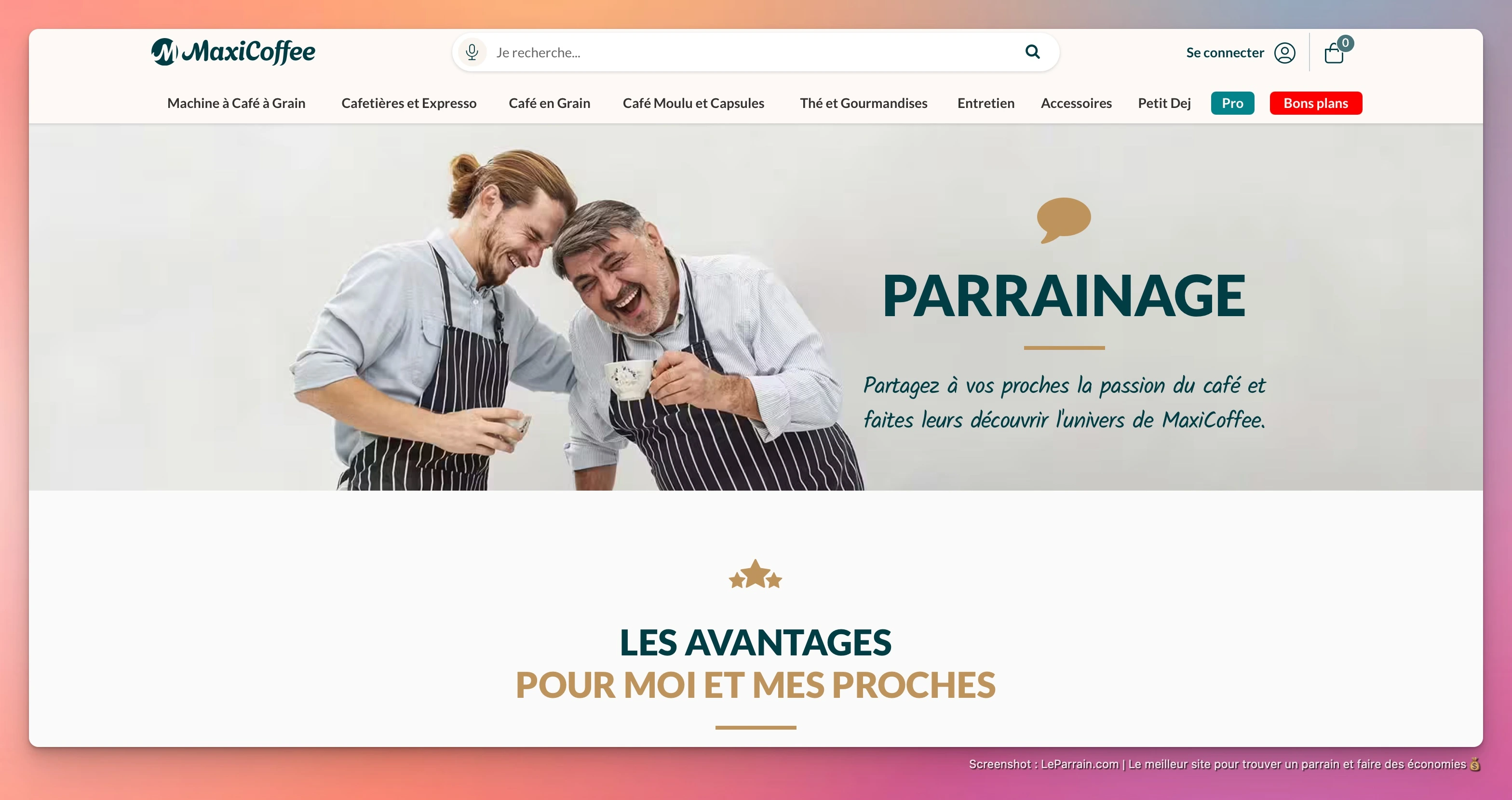 Capture d'écran 1 du programme de parrainage Maxicoffee