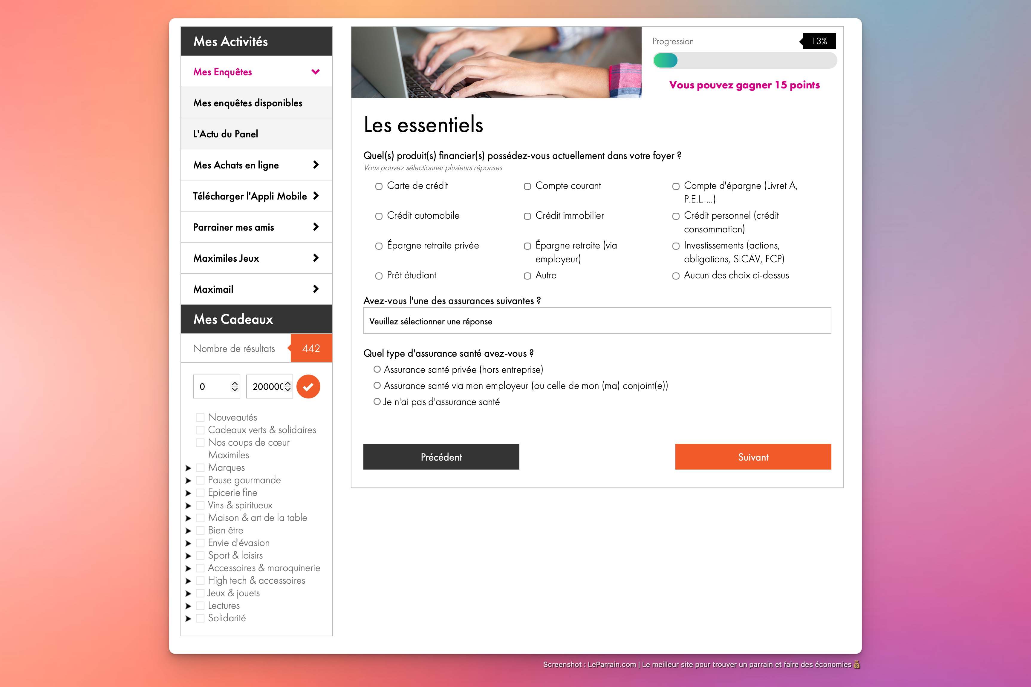 Capture d'écran 2 du programme de parrainage Maximiles