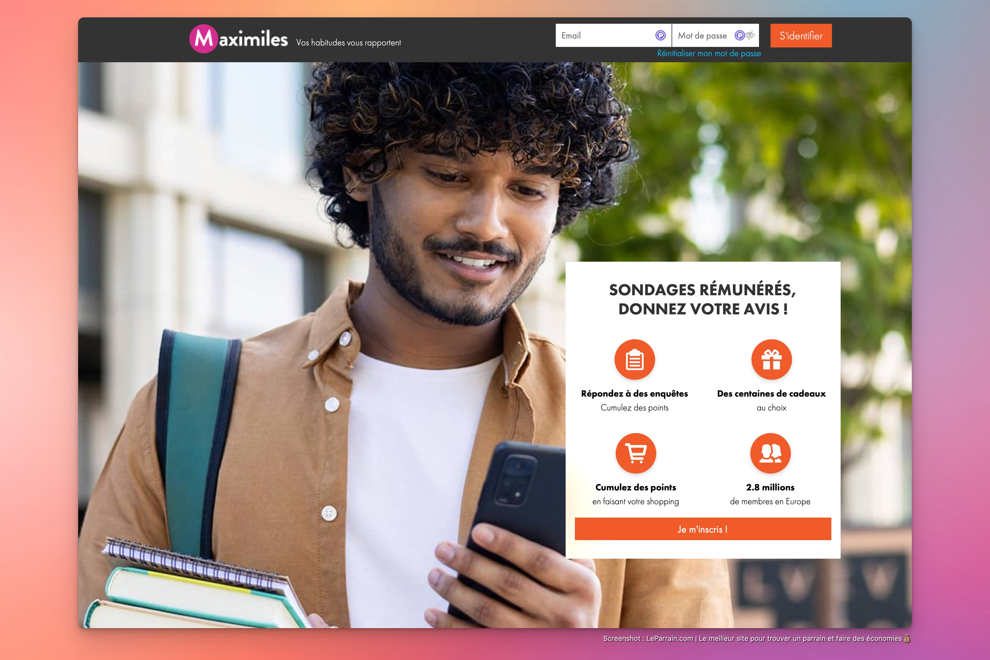 Capture d'écran 4 du programme de parrainage Maximiles