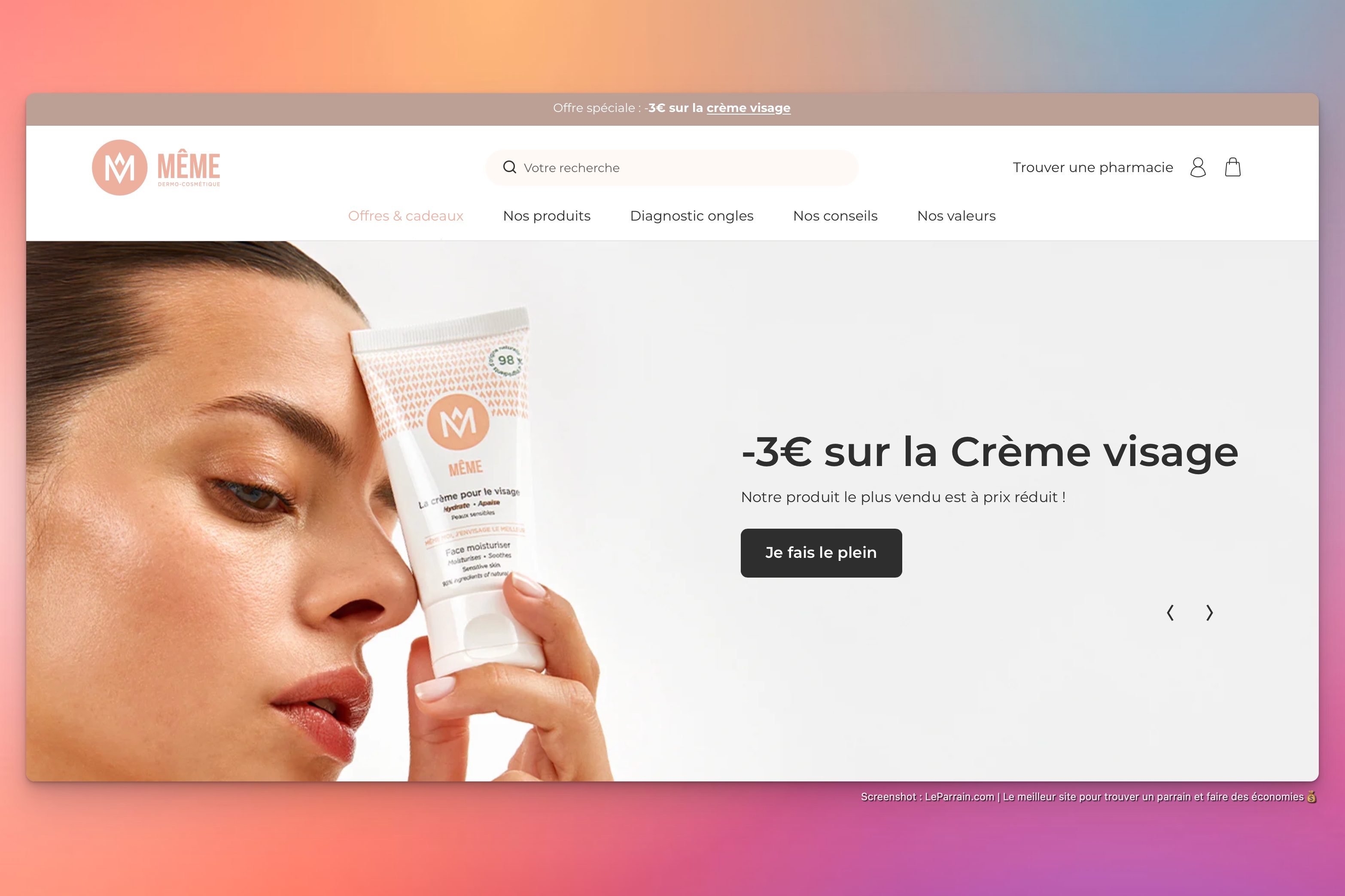 Capture d'écran 1 du programme de parrainage MÊME