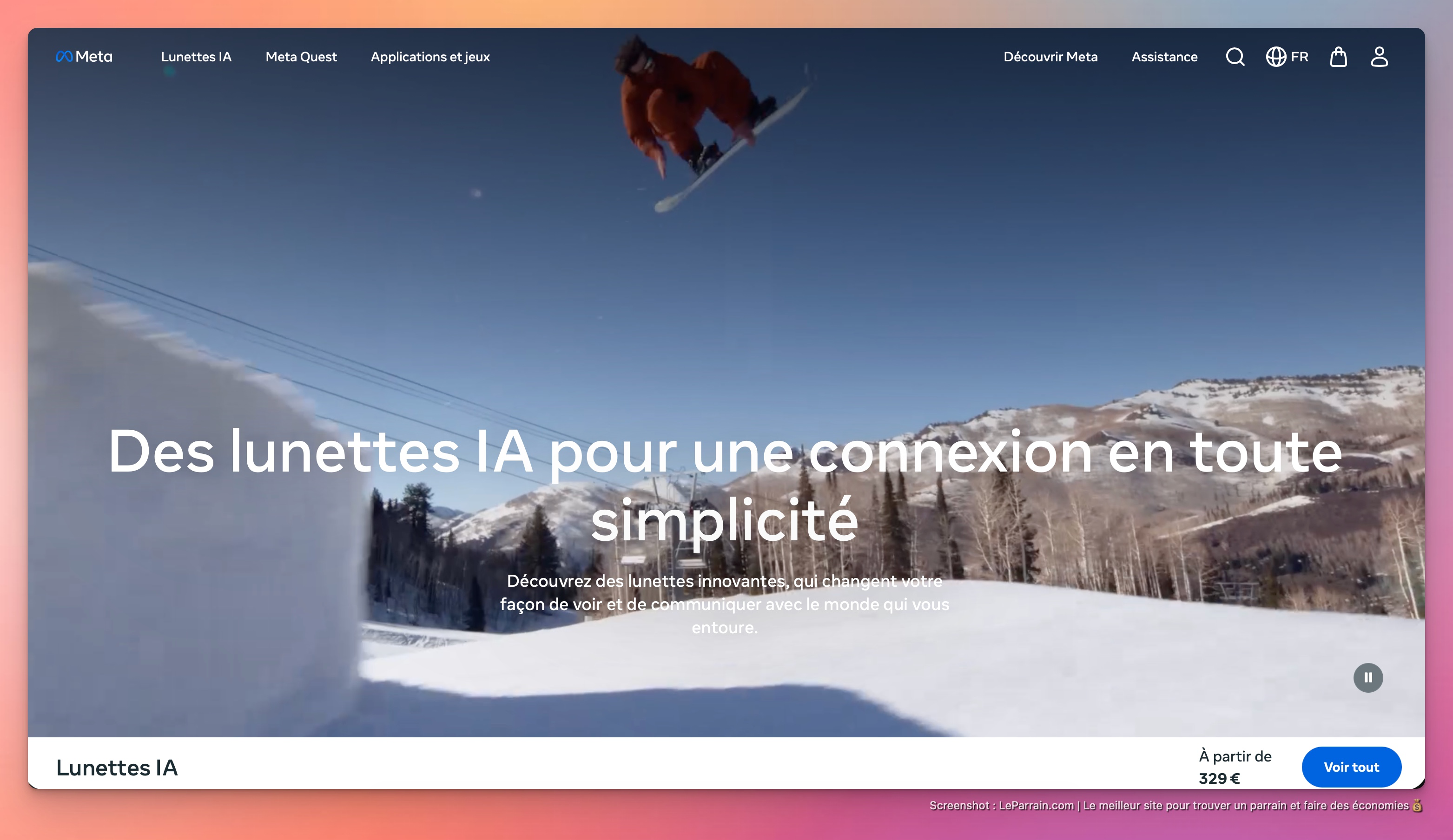 Capture d'écran 1 du programme de parrainage Meta