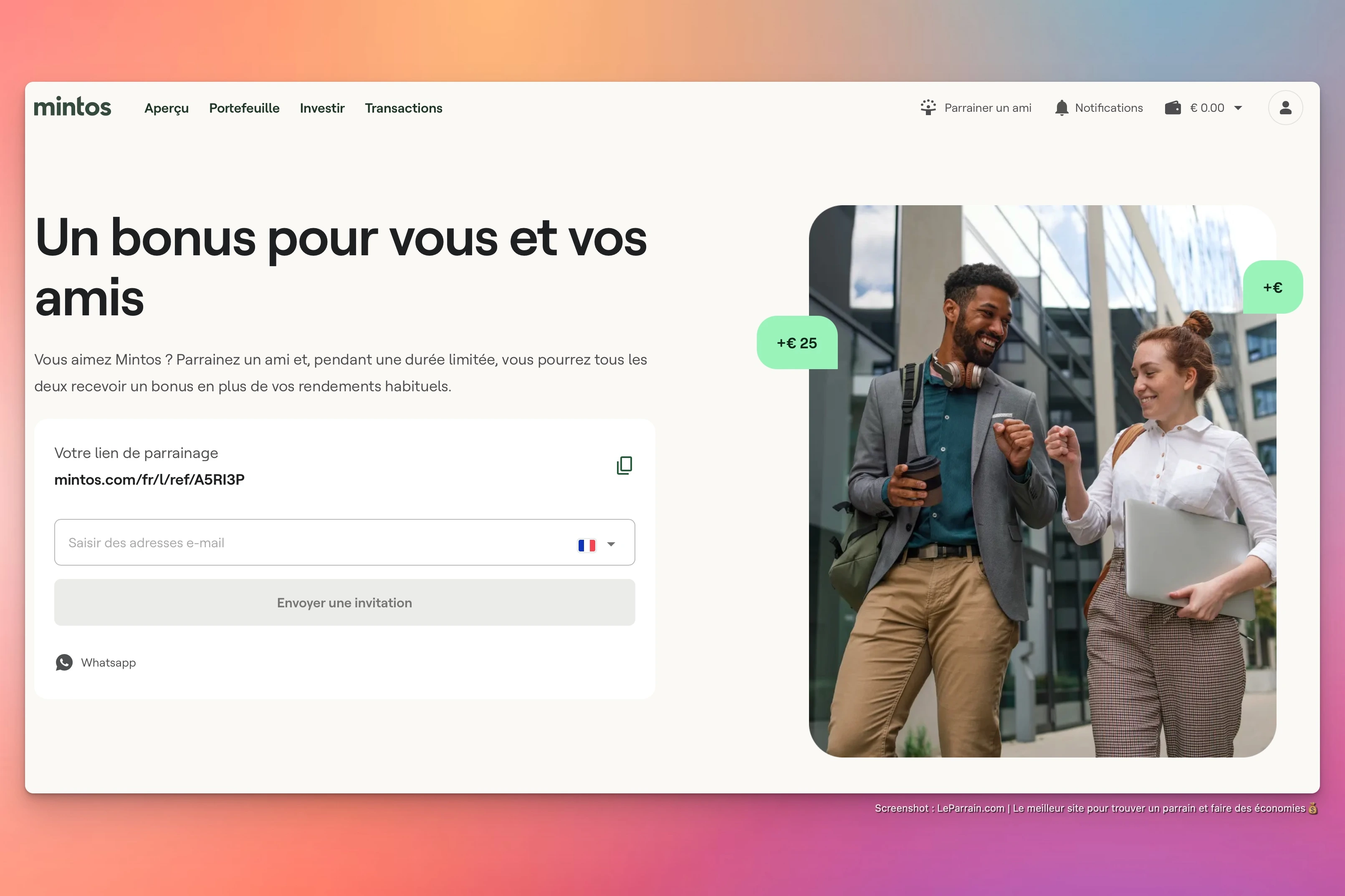 Capture d'écran 9 du programme de parrainage Mintos