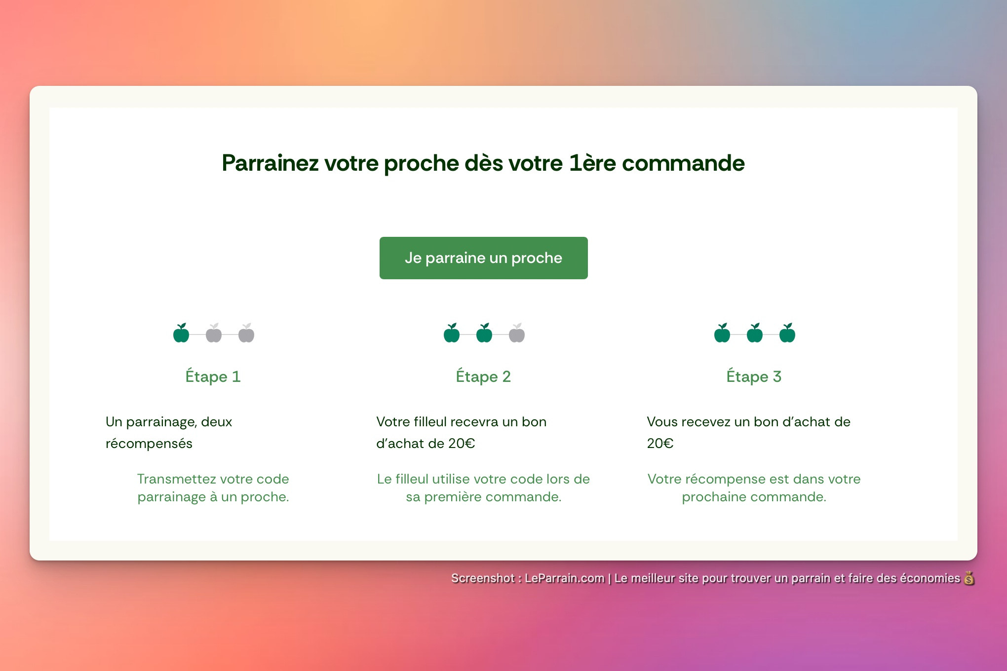Capture d'écran 1 du programme de parrainage Mon Marché