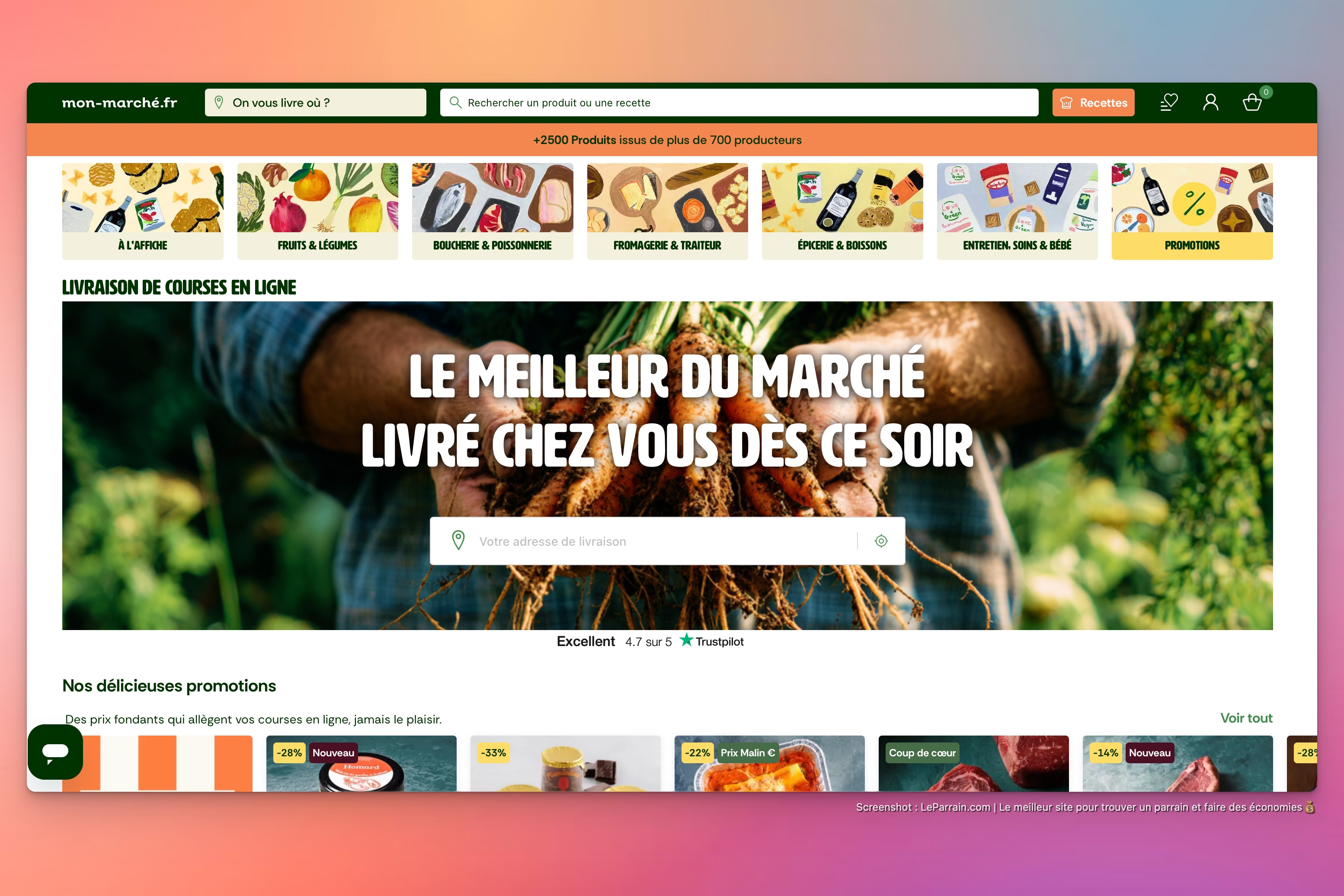 Capture d'écran 2 du programme de parrainage Mon Marché