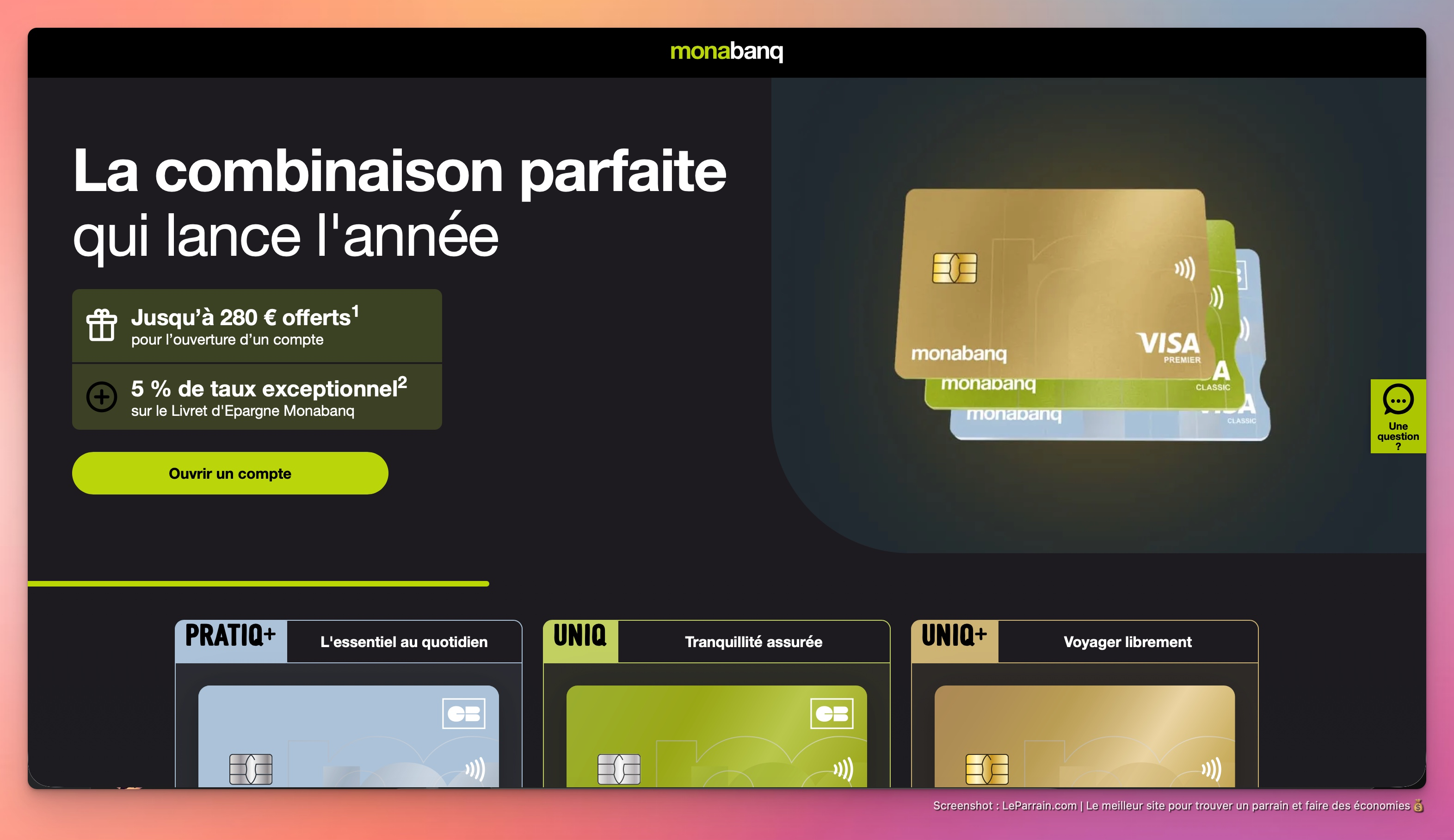 Capture d'écran 1 du programme de parrainage Monabanq