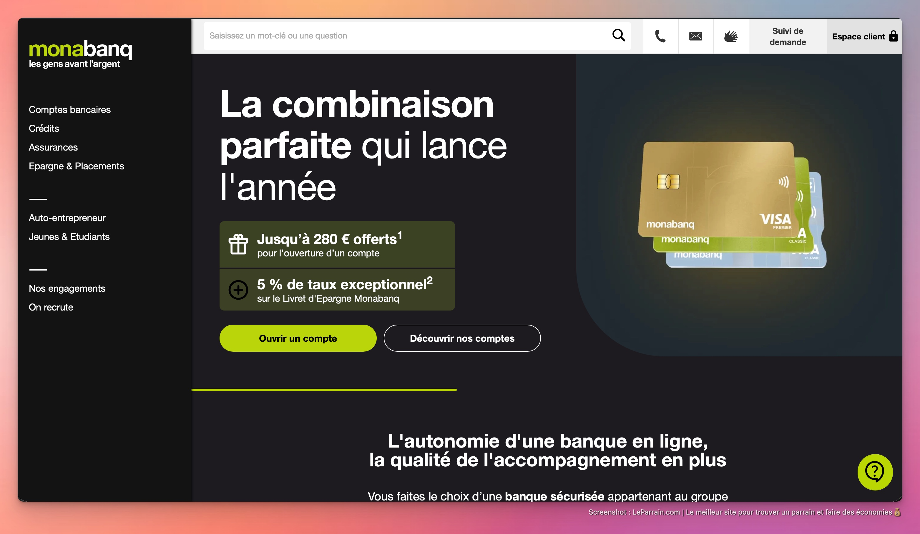Capture d'écran 4 du programme de parrainage Monabanq