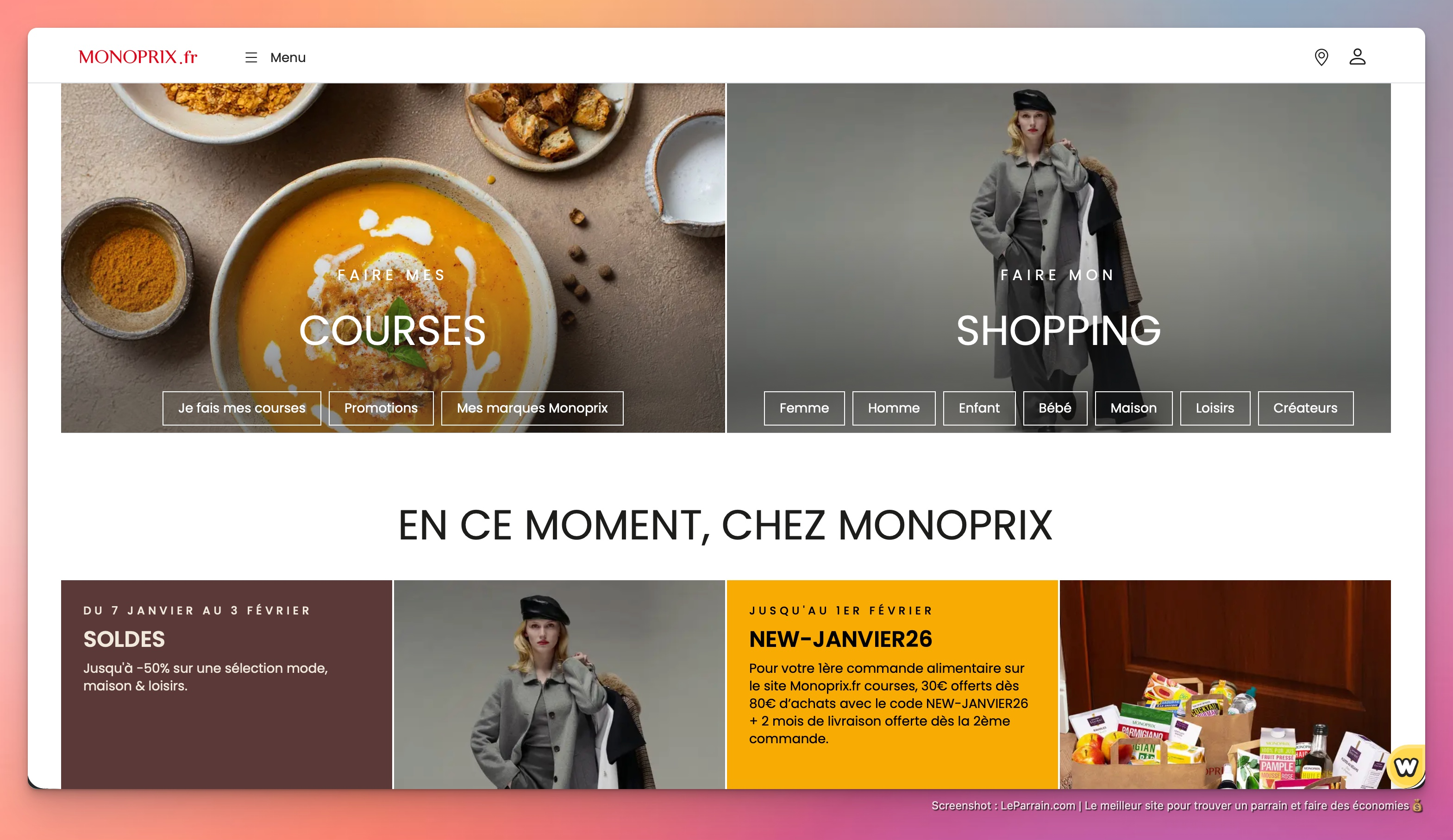 Capture d'écran 1 du programme de parrainage Monoprix