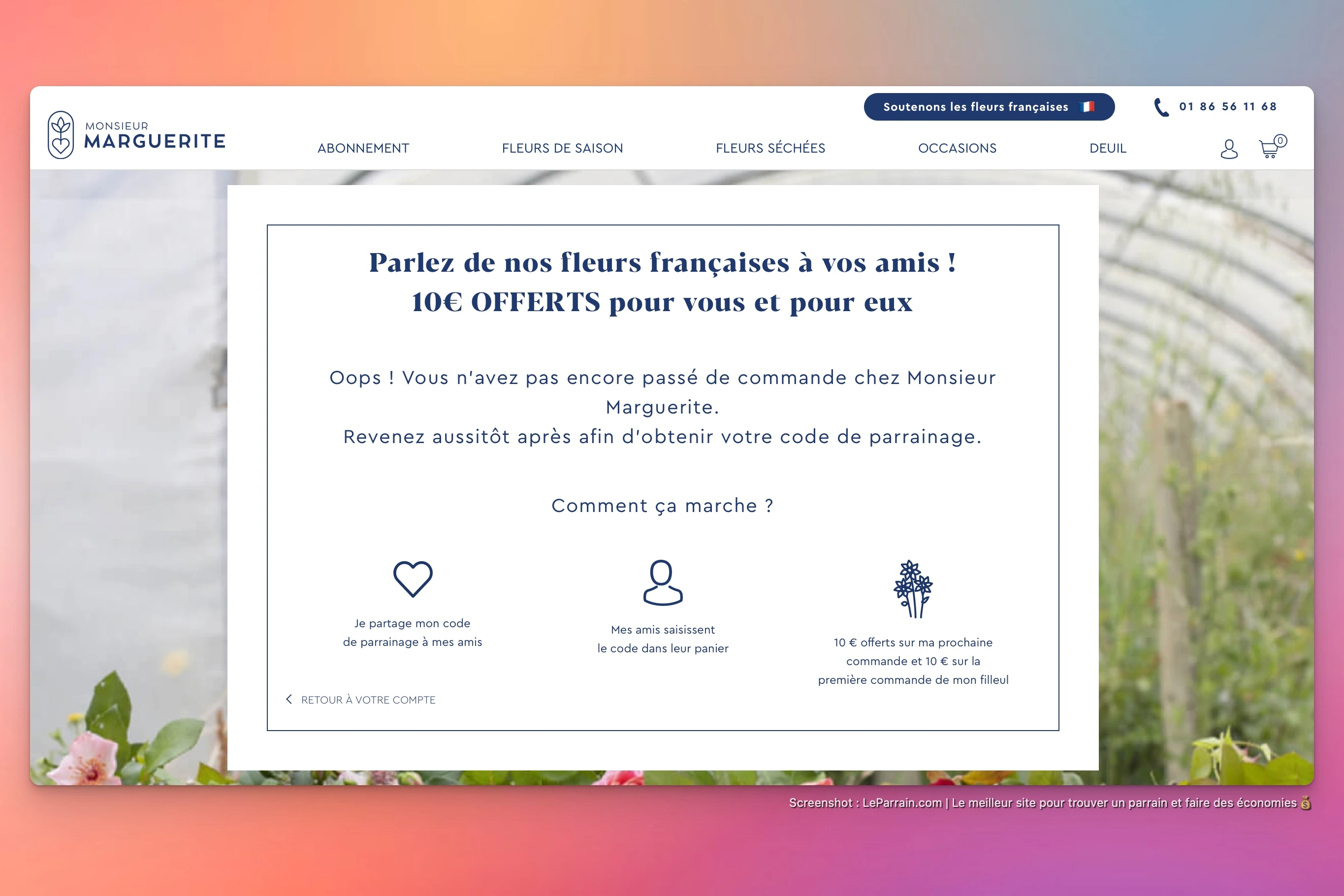 Capture d'écran 1 du programme de parrainage Monsieur Marguerite