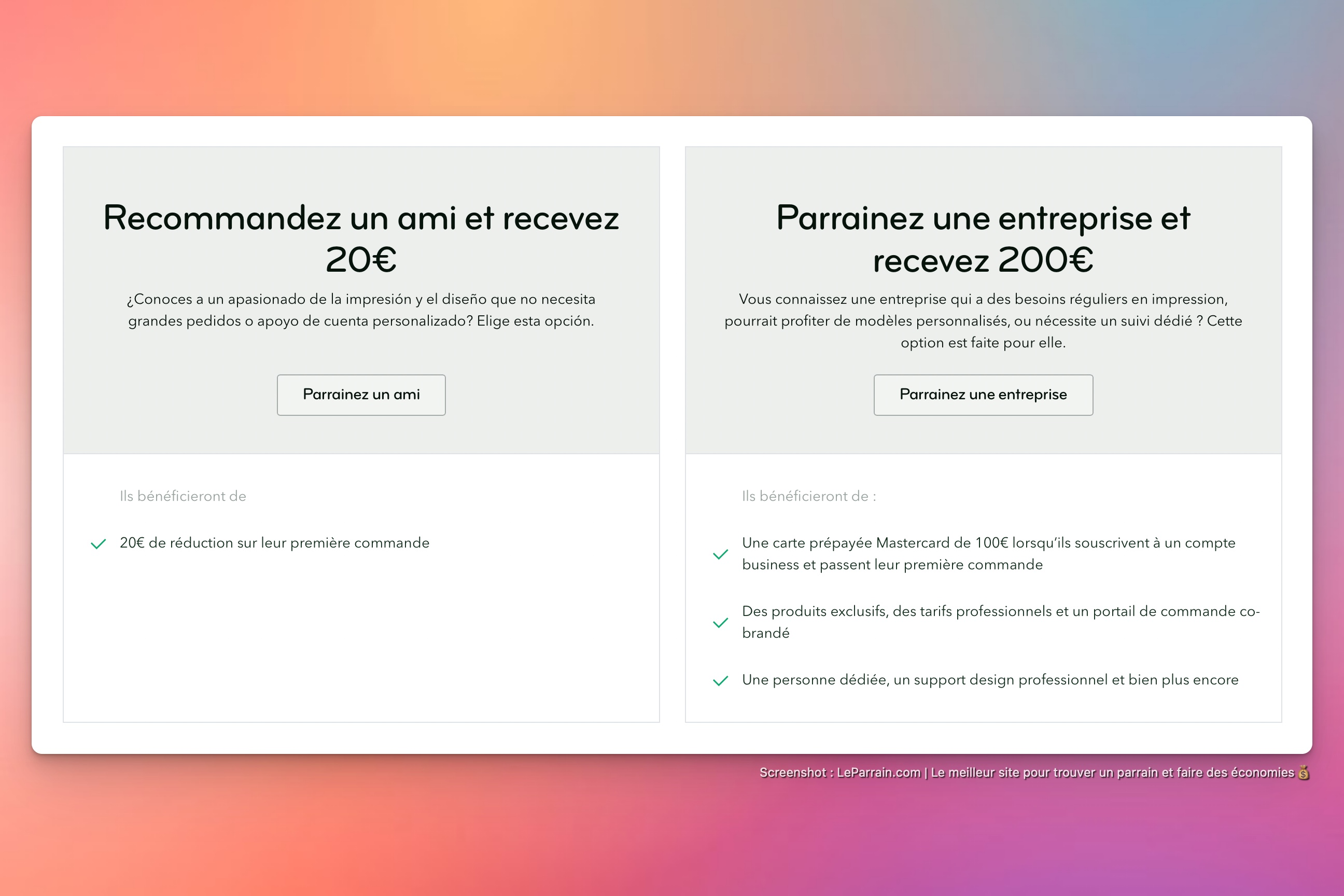 Capture d'écran 2 du programme de parrainage MOO